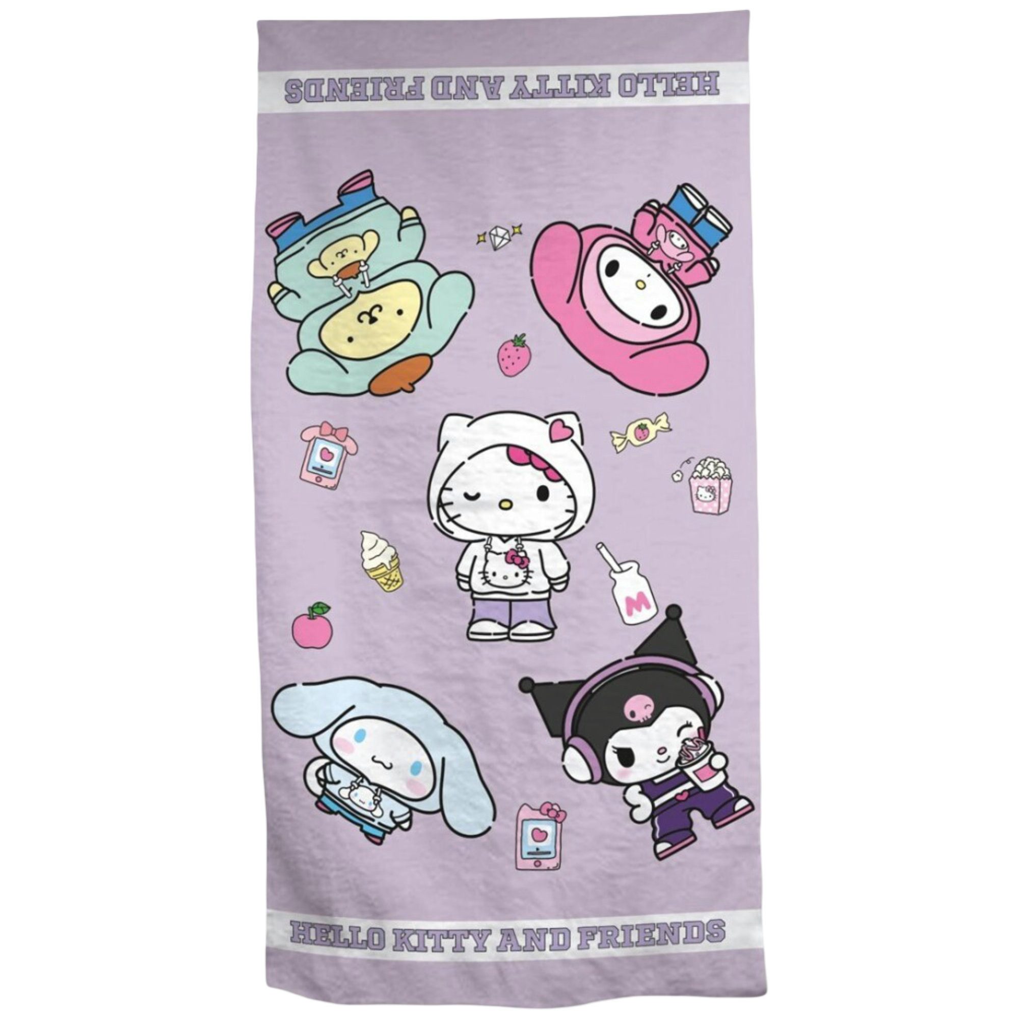 Hello Kitty Strandtuch Hello Kitty Kuromi XXL Strandtuch Handtuch Badetuch, 90x170 cm - 100% Baumwolle
