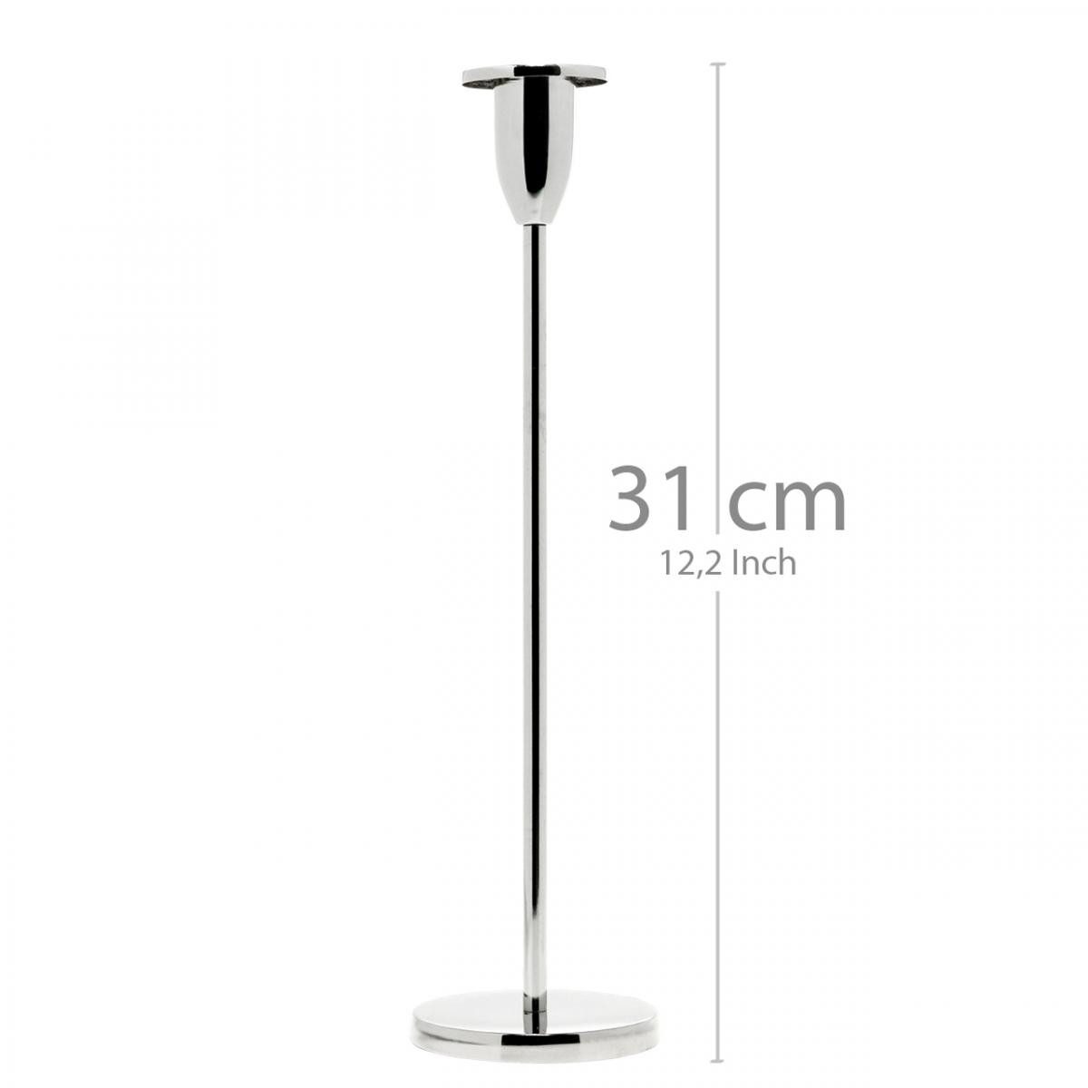 Flor & Decor Import GmbH Kerzenhalter Eleganter Kerzenhalter Silber Deko Leuchter für Stabkerzen