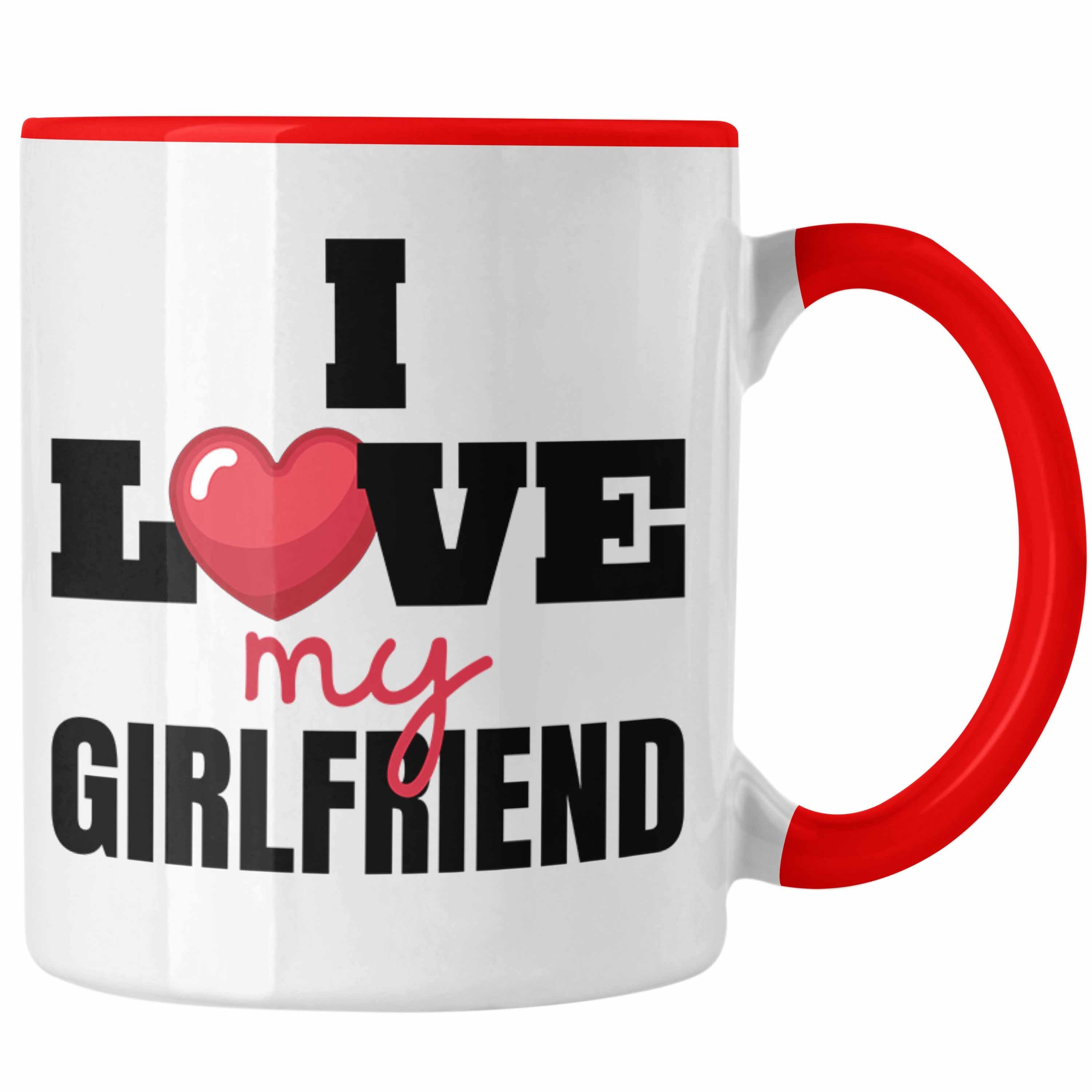 Trendation Tasse I Love My Girlfriend Tasse Geschenk für Freund Beziehung Liebe Geschen Rot