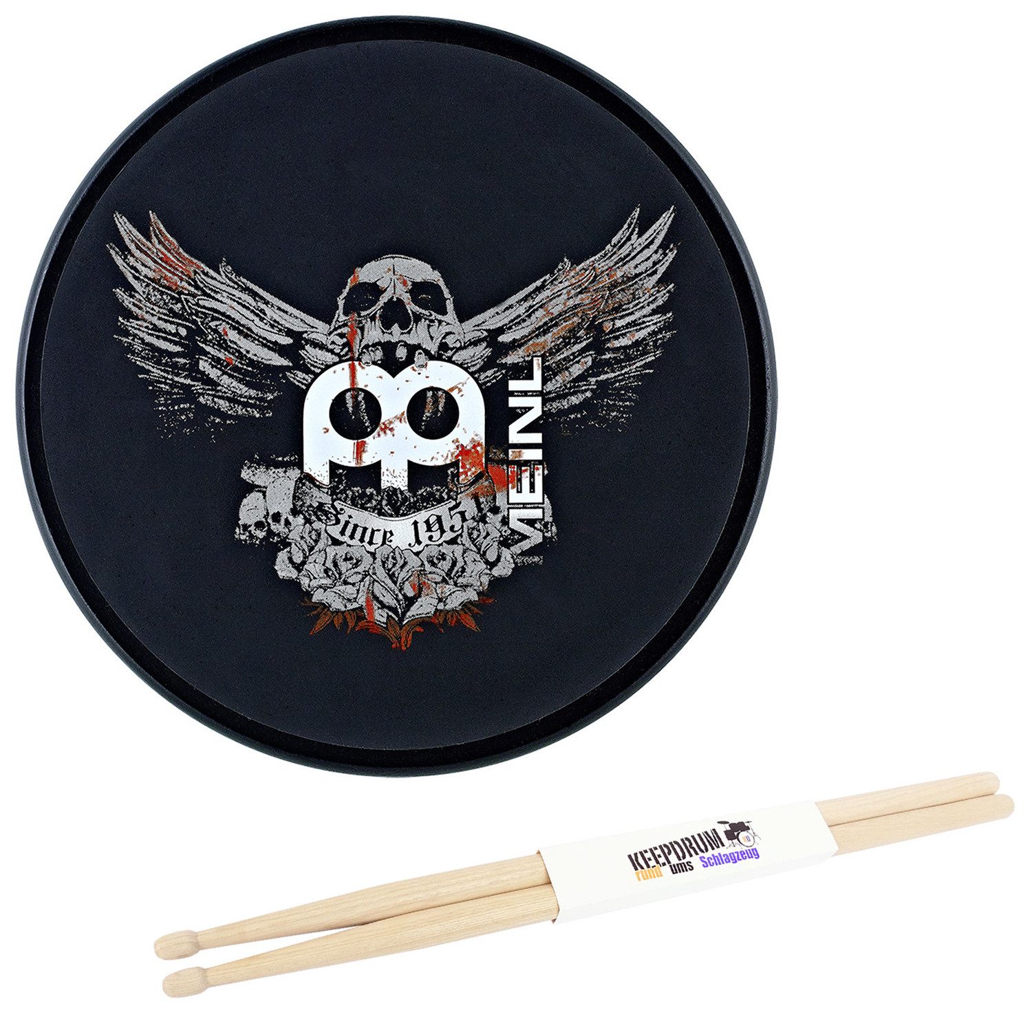 Schlagzeug Meinl MPP-6-JB Practice Pad 6 Zoll Jawbreaker mit Schlagzeugstöcken