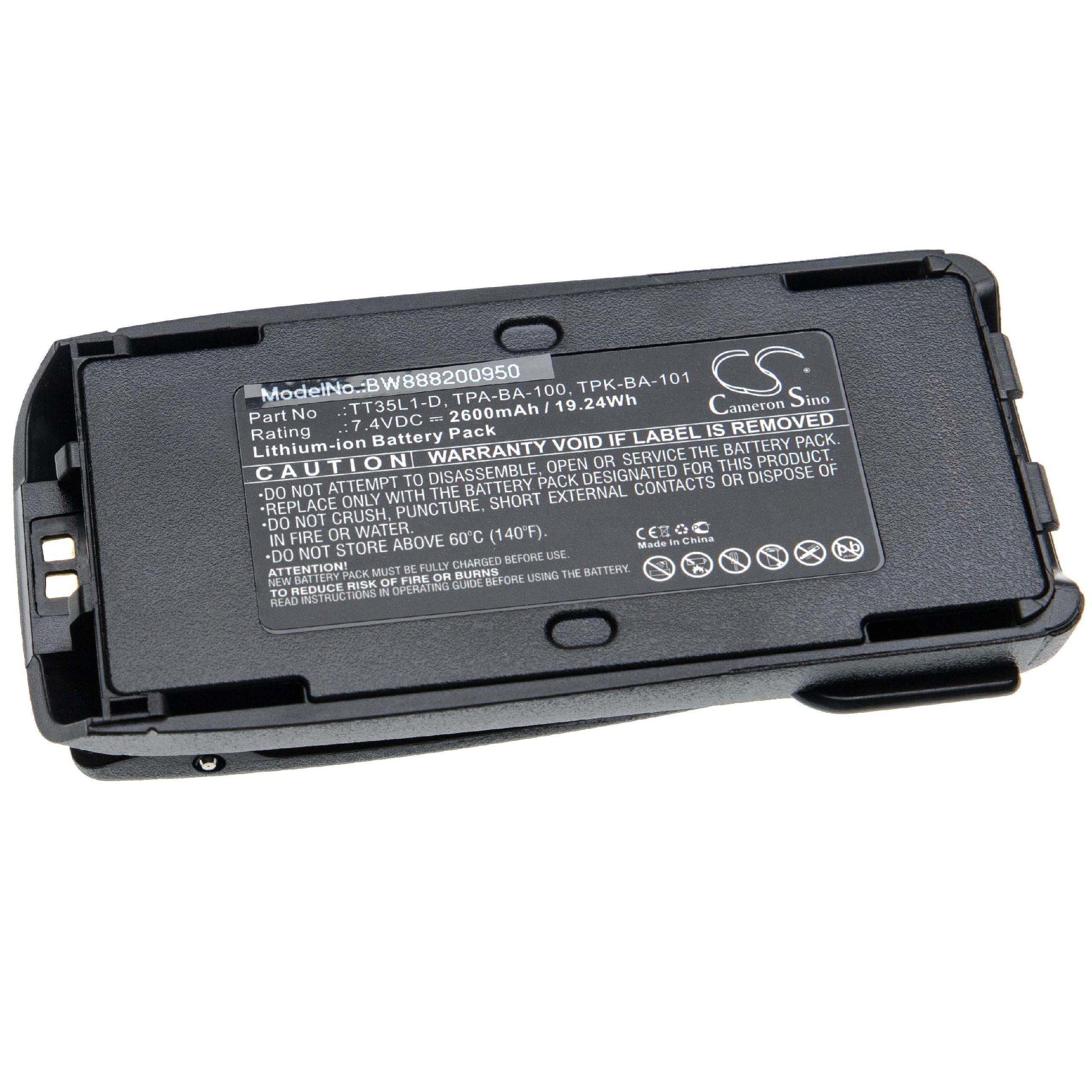 vhbw kompatibel mit Tait TP9400 Akku Li-Ion 2600 mAh (7,4 V)