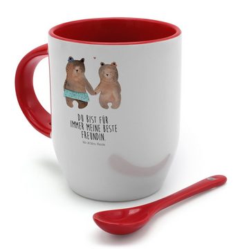 Mr. & Mrs. Panda Tasse Bär Freundin - Weiß - Geschenk, Teddy, Kaffeetasse, Tassen, Bär Freun, Keramik, Inklusive Löffel