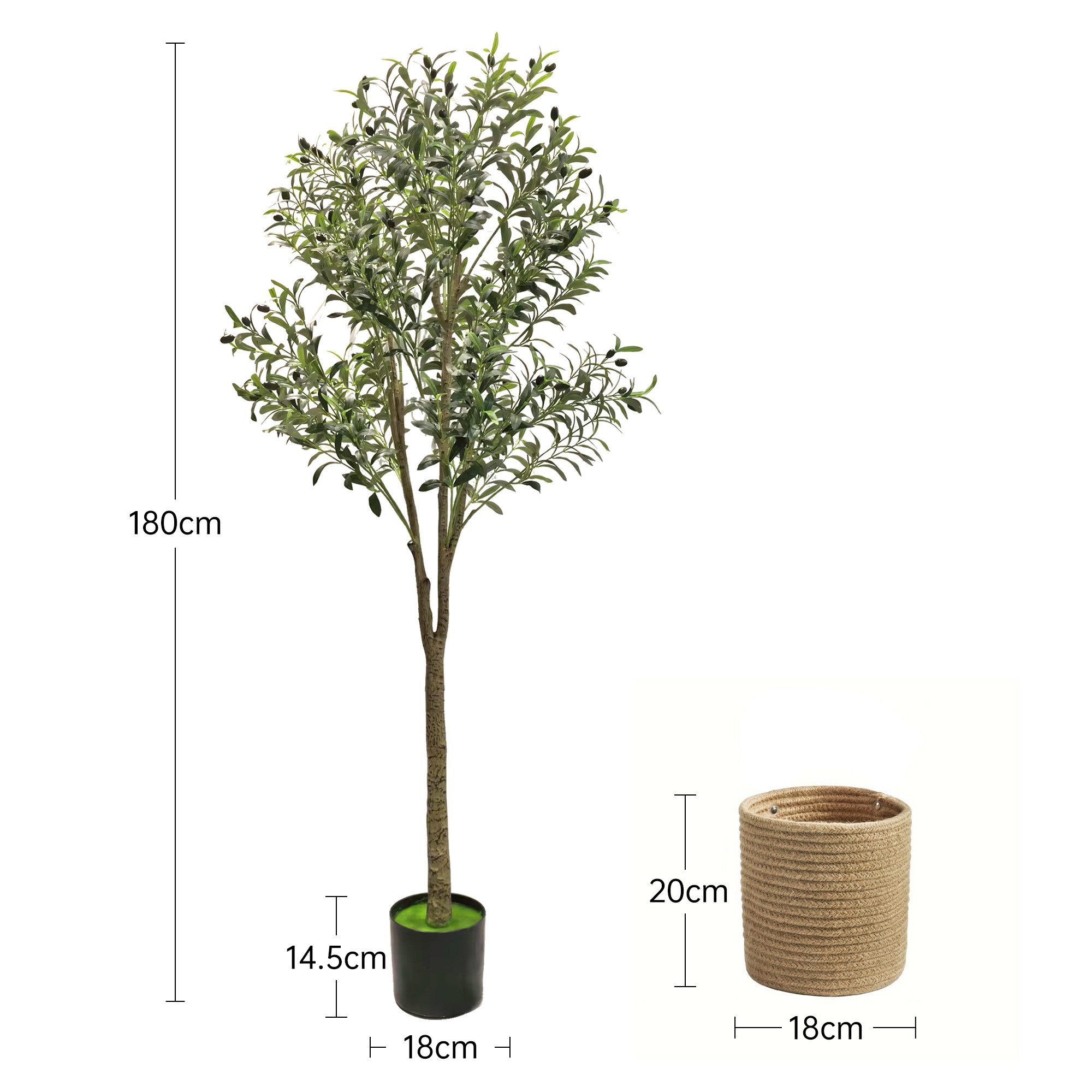 Kunstbaum Kunstpflanzen groß Olivenbaum künstliche Pflanze, Höhe 150 cm/180 cm Olivenbaum, SEHAUSEU, Höhe 180 cm