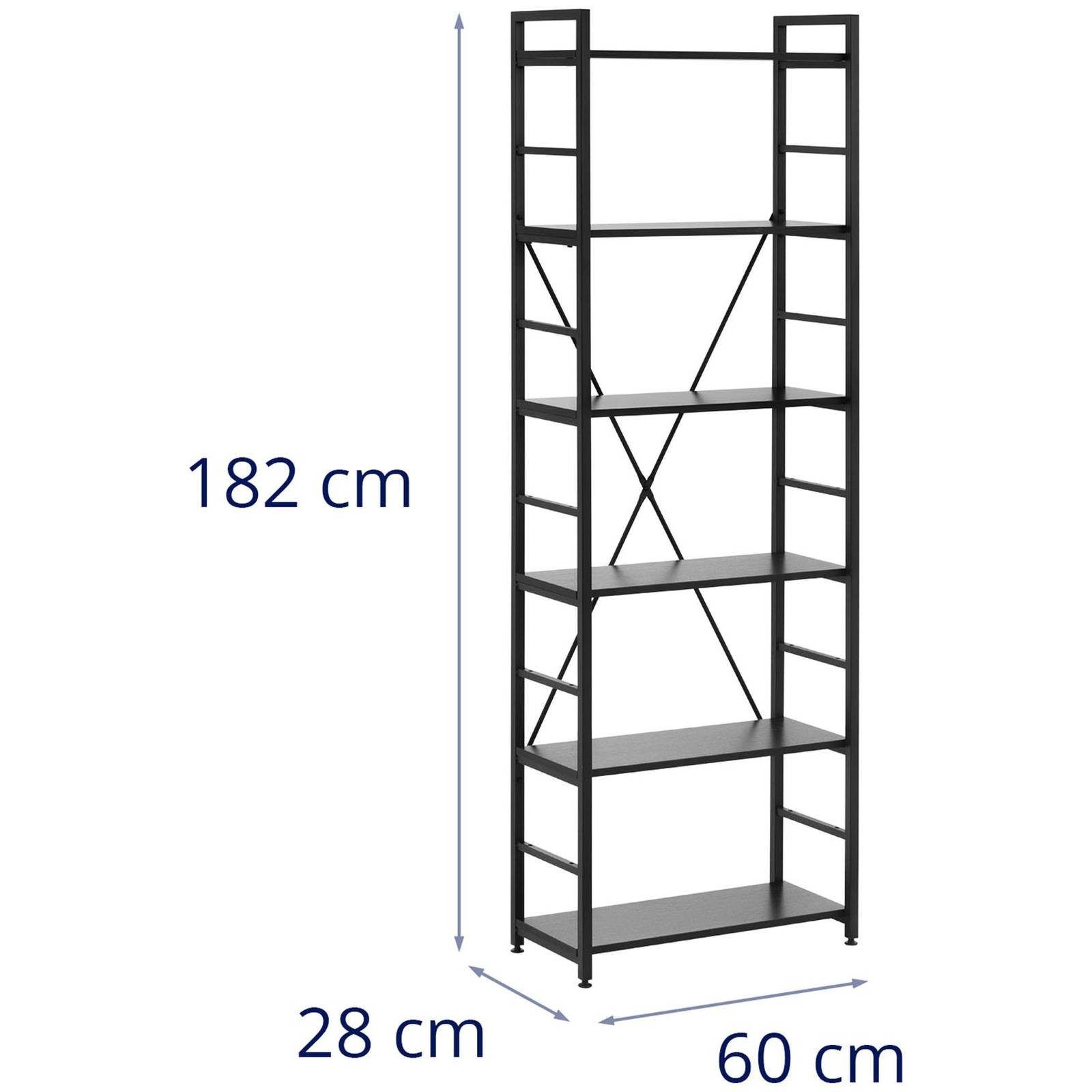 Fromm&Starck Bücherregal Standregal 60 x 28 x 182 cm Wohnzimmerregal Stahl 6 Ebenen 150 kg, verschiedene Größen – Bild 5 von 5