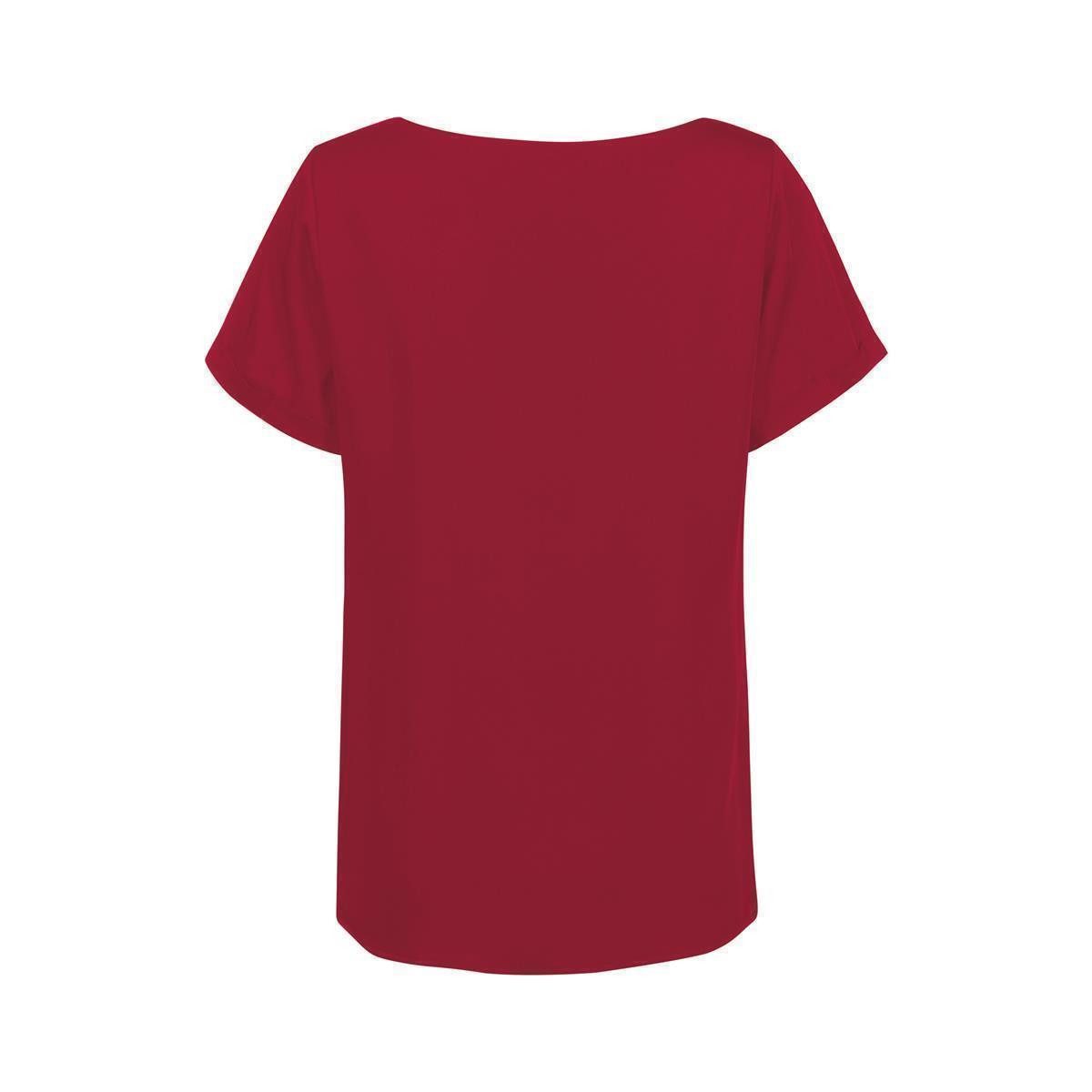 GREIFF Kurzarmbluse Greiff CHIFFON Damen Bluse Kurzarm Rundhals Regular Rot günstig online kaufen