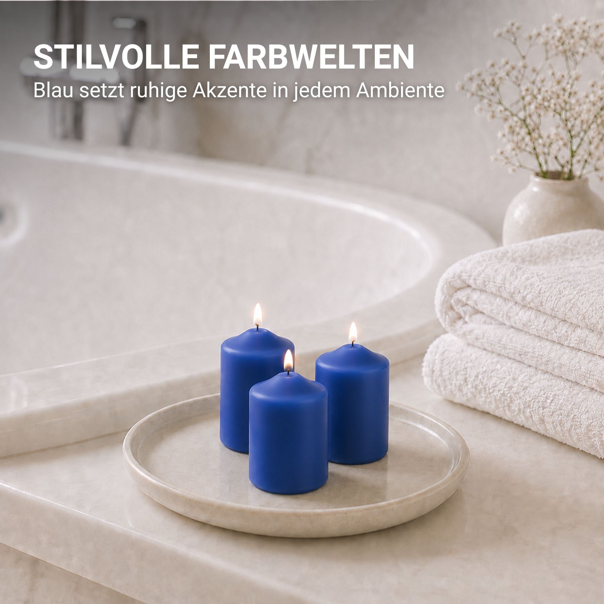 HS Candle Stumpenkerze kompakt und unparfümiert (6-tlg., Dekolicht), Ø4xH6 cm Teelichtgröße, bis zu 7h Brenndauer je Kerze, Wachsmischung