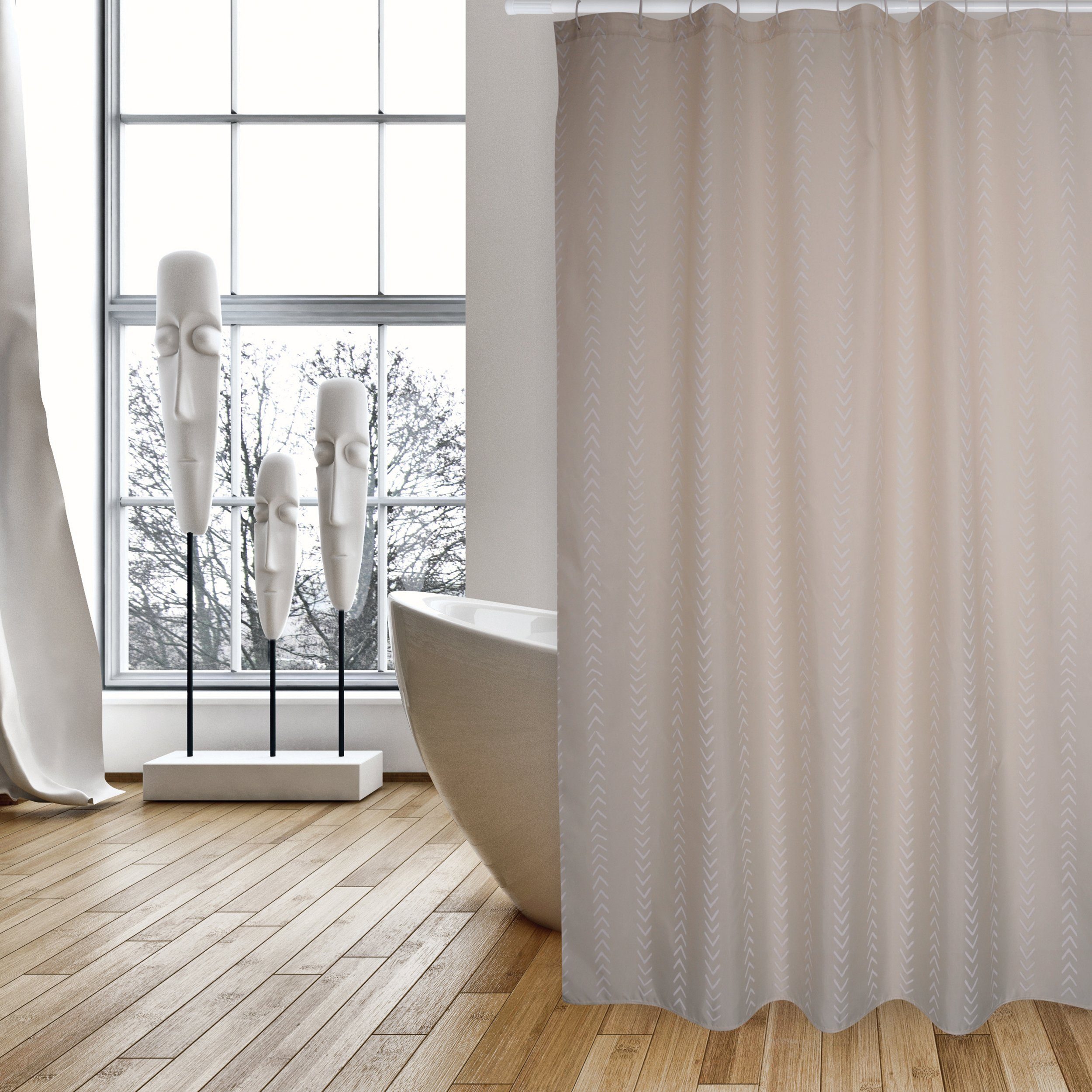 MSV Duschvorhang »BERBERA« Breite 180 cm, Premium Anti-Schimmel Textil- Duschvorhang, Polyester, 180x200 cm, waschbar, beige-braun, gemustert  online kaufen | OTTO