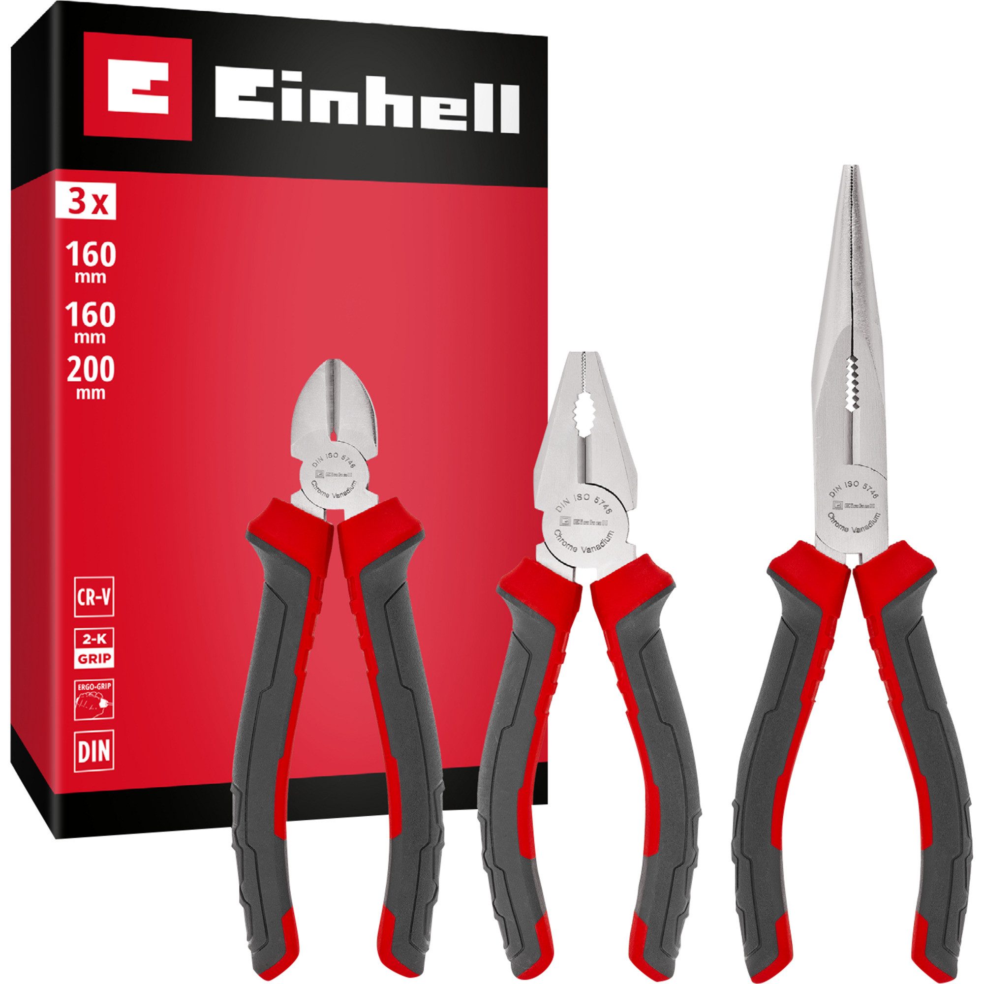 Einhell Zangenset EINHELL Zangenset 3-tlg. 160 / 200 mm, Zangen-Set