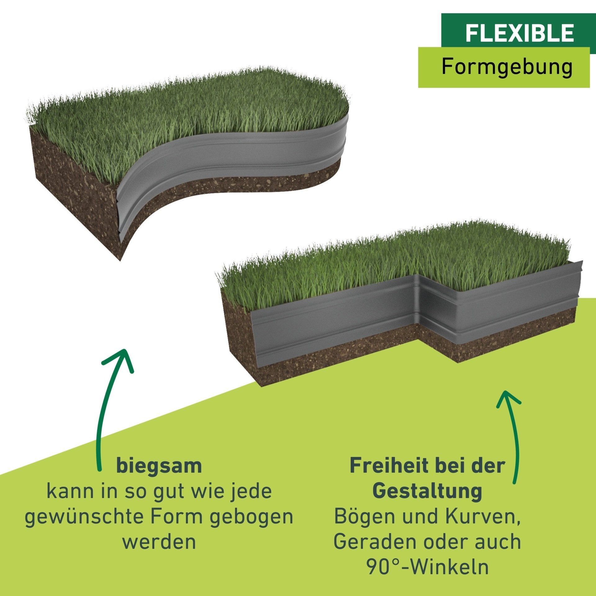 Windhager Rasenkante und Gestaltungskante aus Kunststoff, LxH: 800x12,5 cm, biegsame Beetumrandung, 30 Jahre haltbar 12,5 cm x 800 cm, schwarz