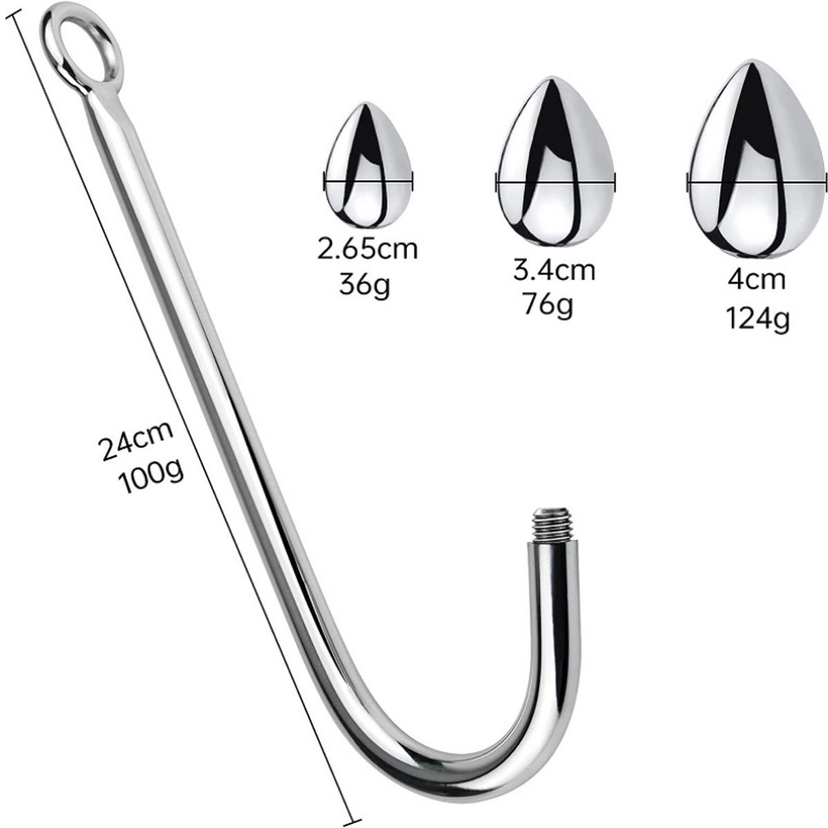 Kugeln Metall Ring TPFSecret und mit Fetisch Anal Anal Größe Hook Small - Bondagehaken Kugel: Haken, Analhaken 2,65cm Edelstahl