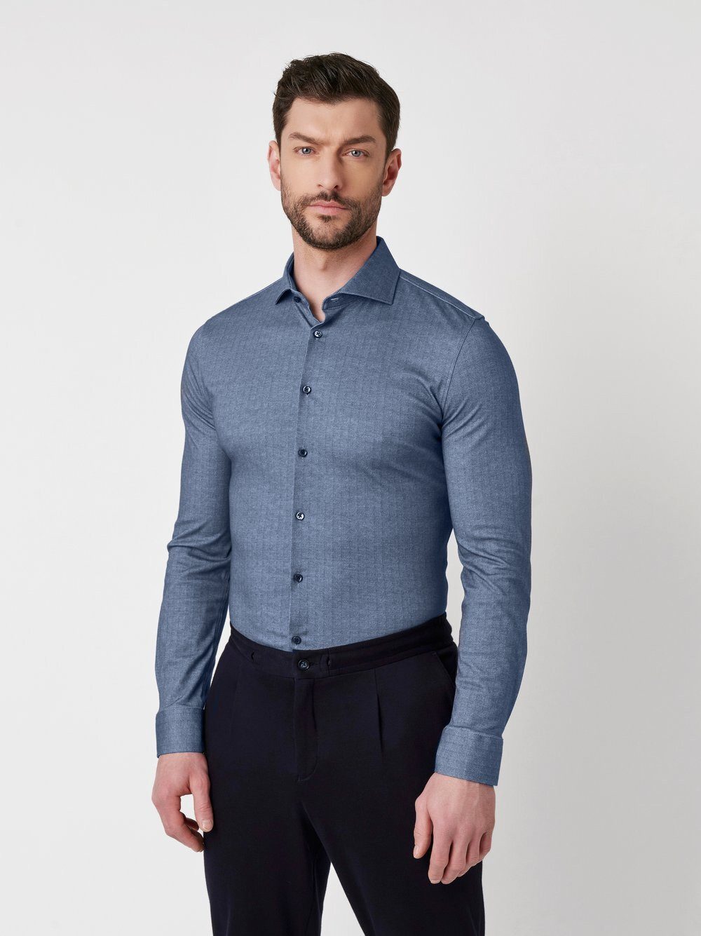 DESOTO Businesshemd Luxury Hai aus Jersey mit Hai Kragen