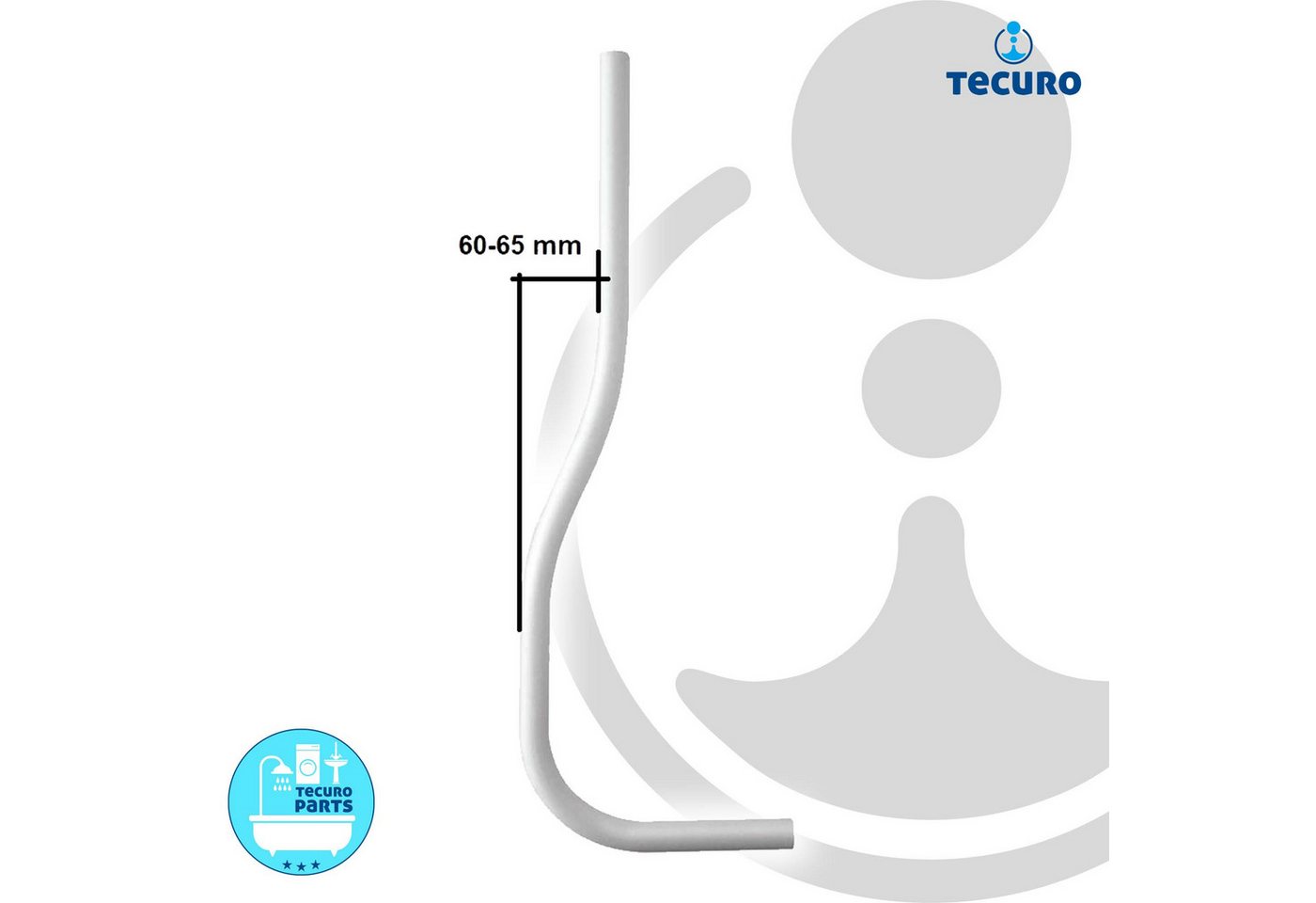Thumbnail - tecuro WC-Druckspüler Spülrohr Ø 28 mm für WC-Druckspüler - Kunststoff weiß