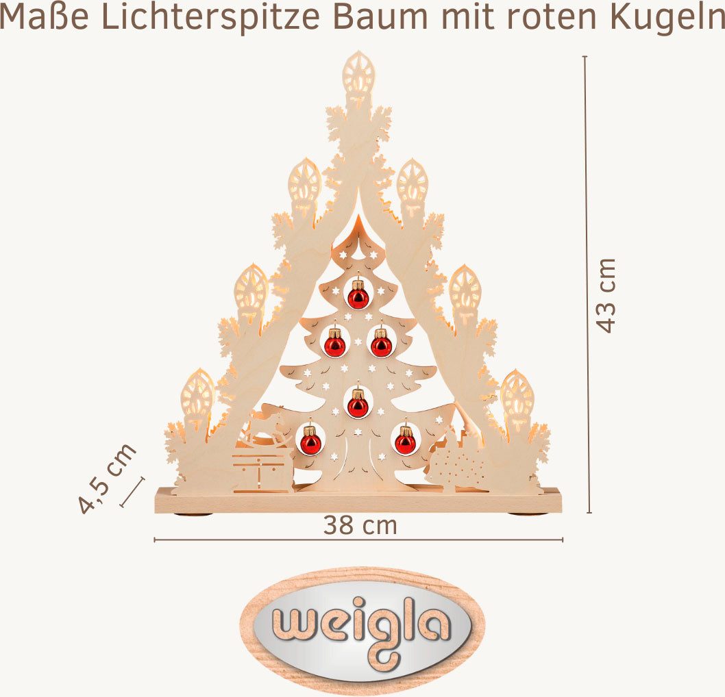 Weigla LED Lichterbogen Weihnachtsbaum mit Kugeln, Made in Germany (1-tlg), Lichterspitze, 7-flammig