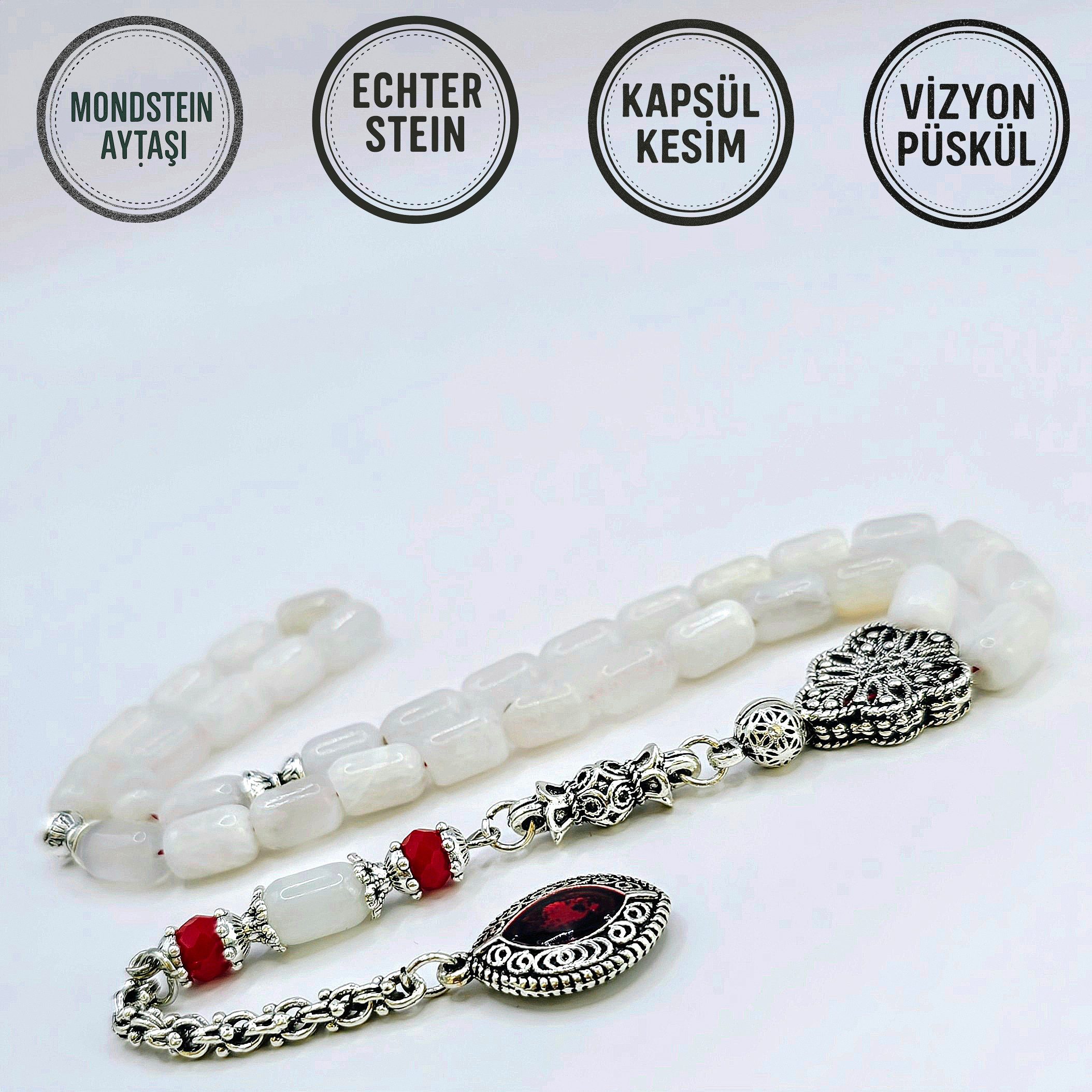 M-Punkt24 Кулоны Tesbih Tespih Echte Steine Gebetskette Misbaha Rosary (MONDSTEIN AY TASI), Echte Steine