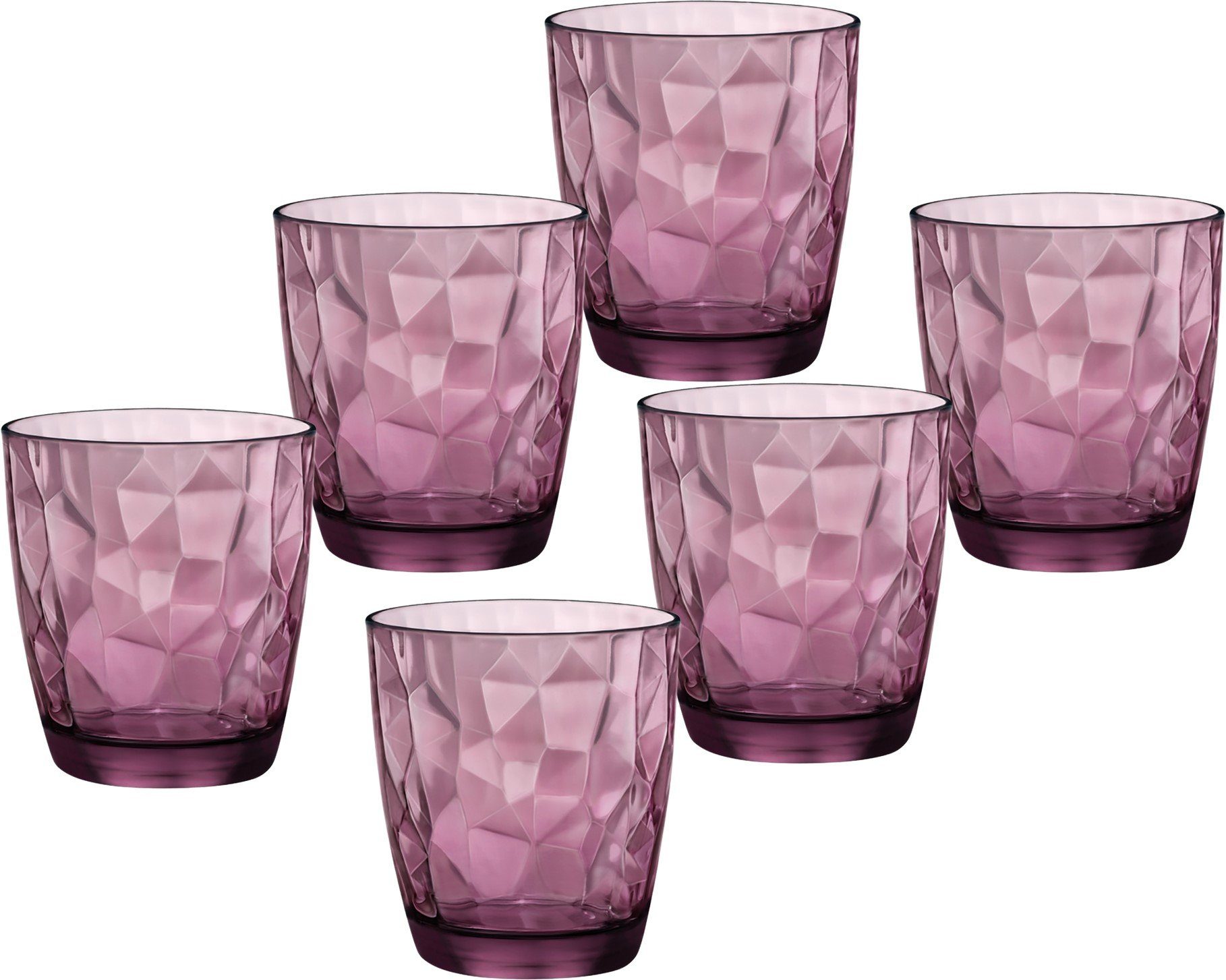 Emilja Whiskyglas Wassergläser 30,5cl Diamond Rock Purple - 6 Stück Violett, durchgefärbtes Glas