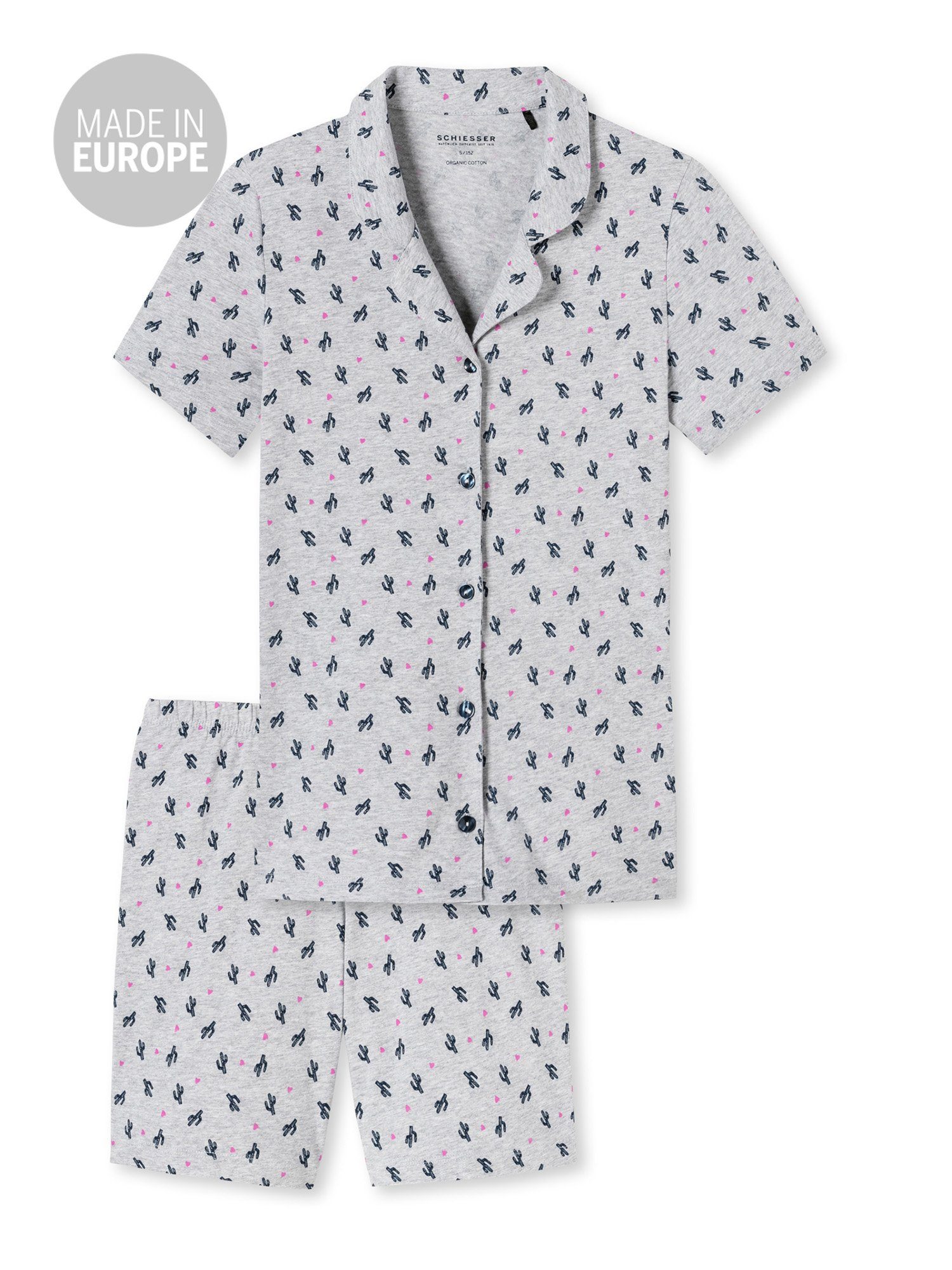 Schiesser Shorty Pyjama Story grau-mel.