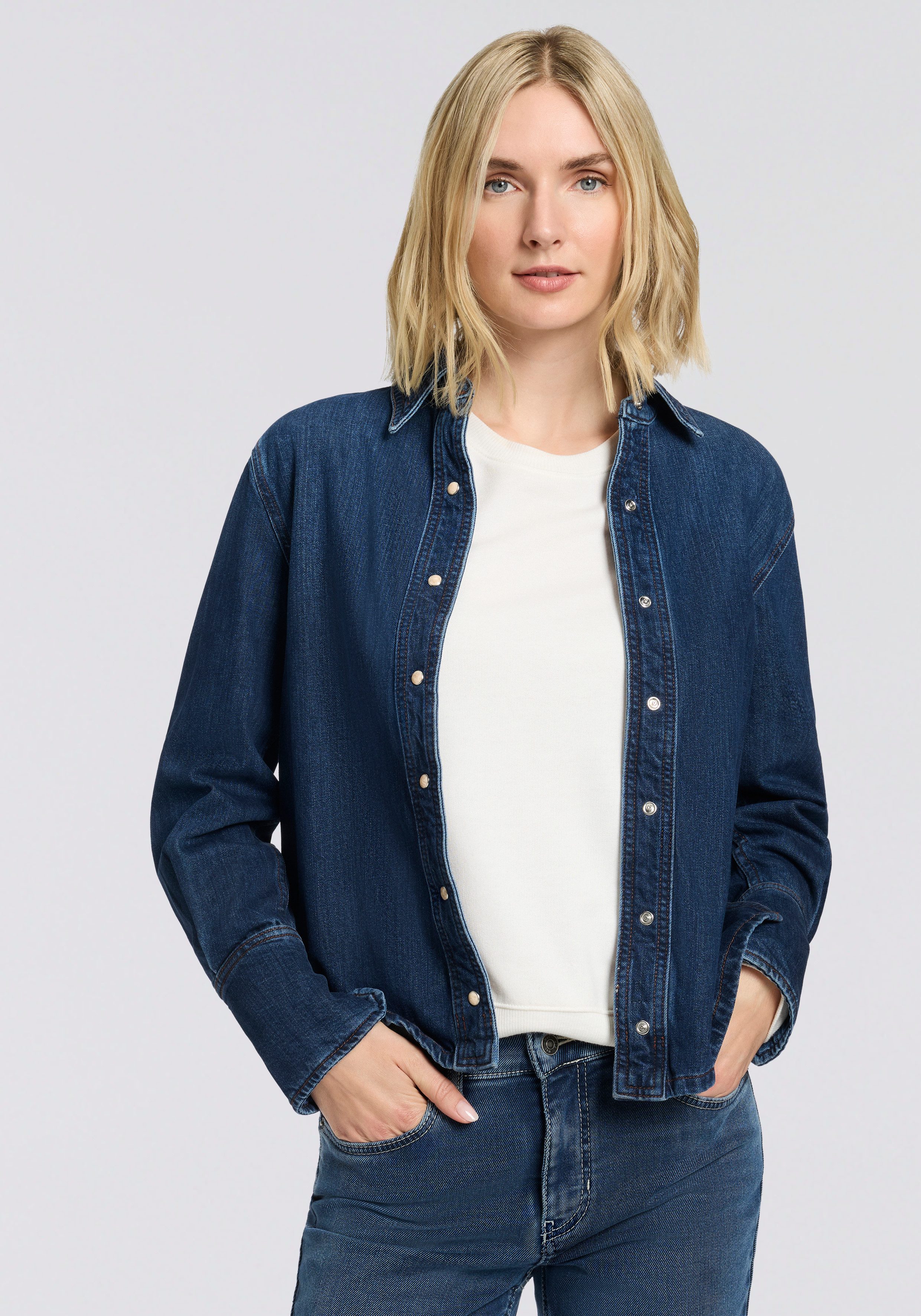 BOSS ORANGE Hemdbluse Shirt Premium Damenmode Regular Fit, Denim günstig online kaufen