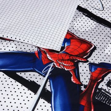 Kinderbettwäsche Spiderman Marvel 135x200cm Grau Rot, JACK, Renforcé, 2 teilig, Disney Home, mit Reißverschluss