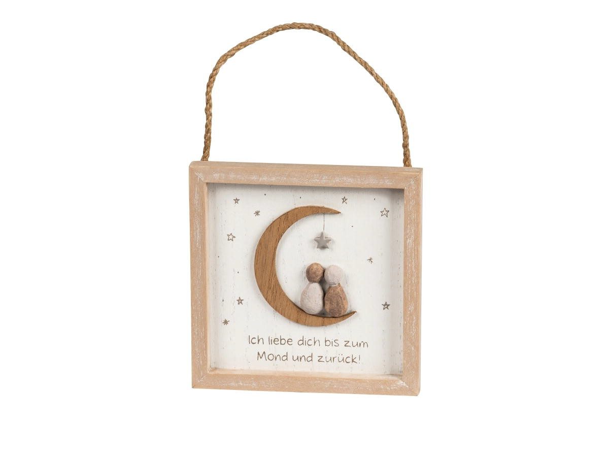 formano Wandbild Mond mit Spruch ICH LIEBE DICH BIS ZUM MOND Kunststein 13x13cm, (1 St)