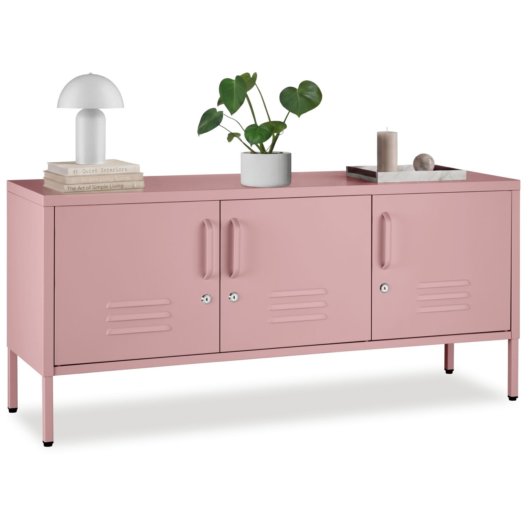 tectake Lowboard Sideboard, 3 Türen mit Magnetverschluss, einzeln abschließbar