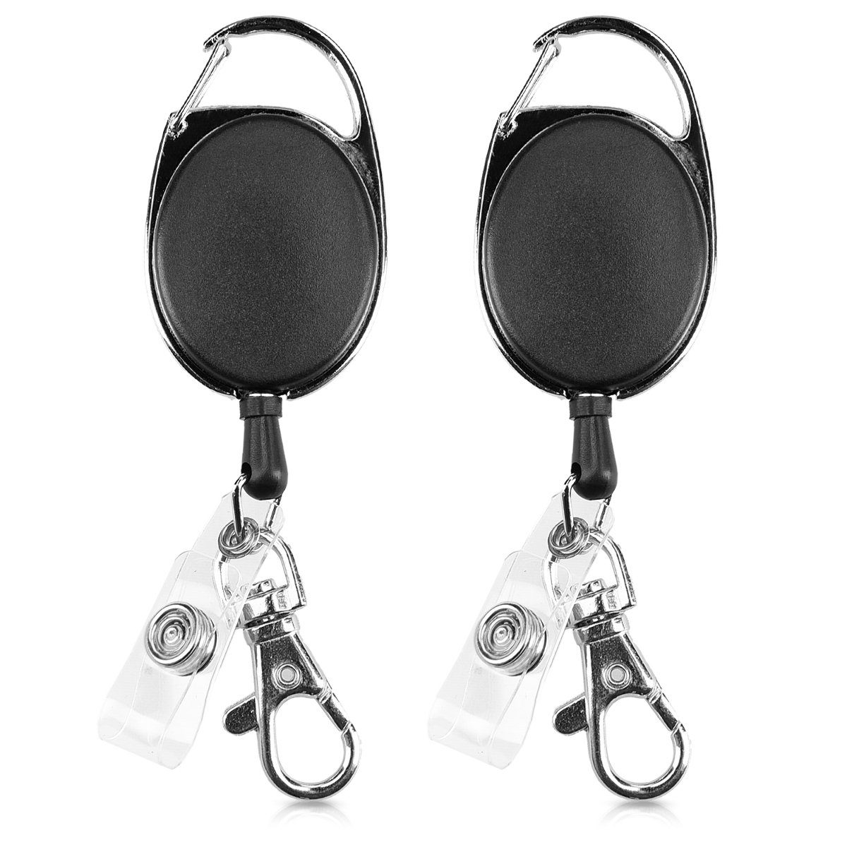 kwmobile Schlüsseltasche 2x Jojo mit Ausweis Clip - Schlüsselanhänger ausziehbar - Kartenhalter (2-tlg), Schlüssel Jojo Ausweis Clip
