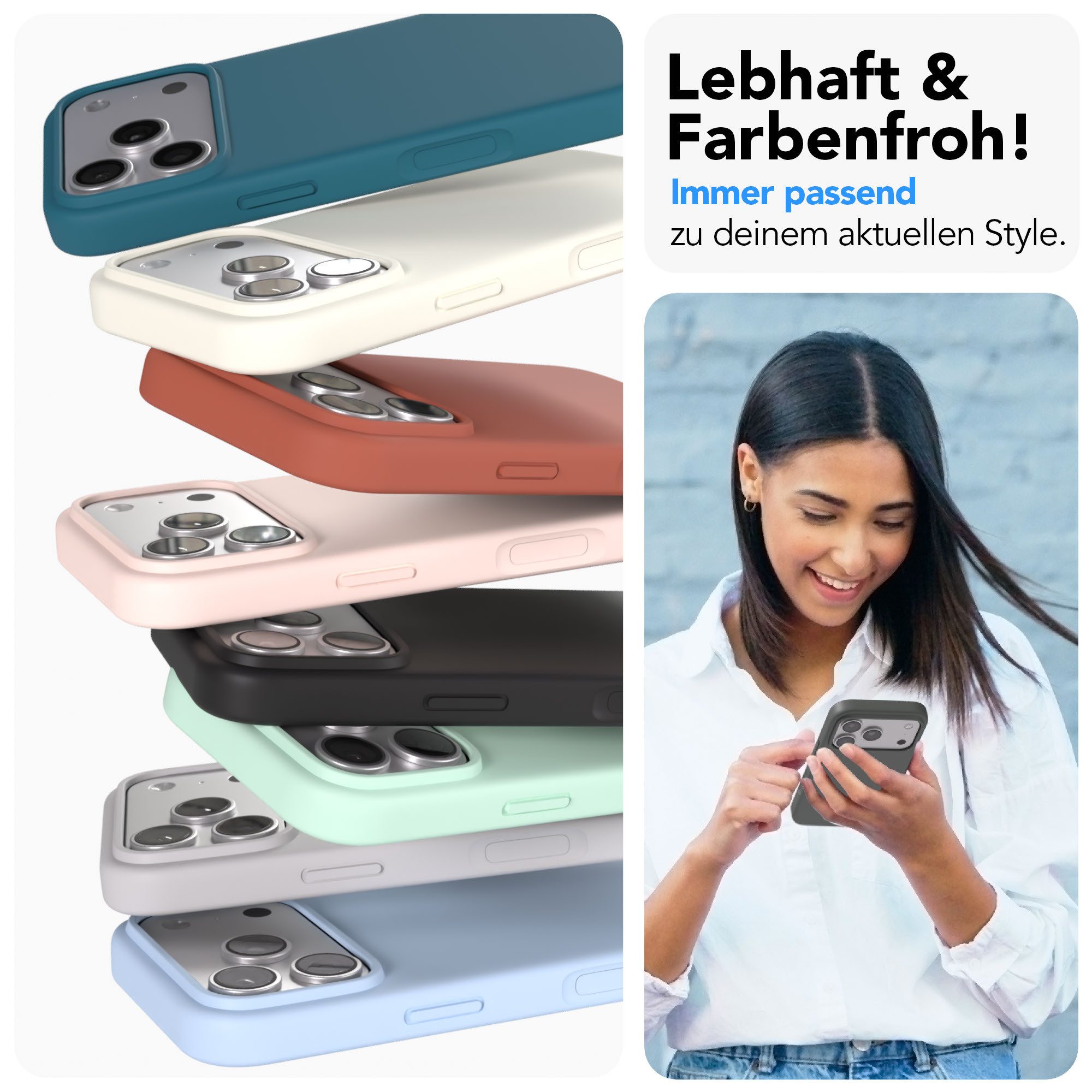 EAZY CASE Handyhülle für Apple iPhone 17 Pro Hülle Silikon 6,3 Zoll, Schutzhülle mit Kameraschutz Back Cover Hülle Slimcover Anthrazit Grau