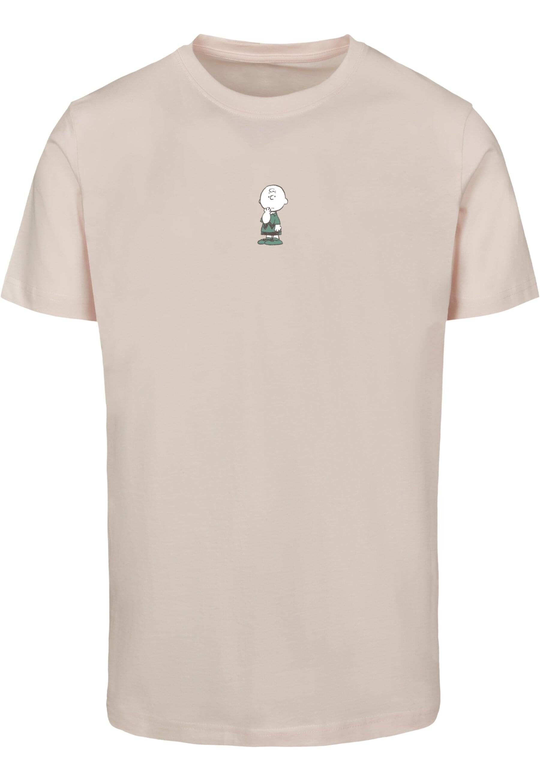 Merchcode pinkmarshmallow - T-Shirt Peanuts Round T-Shirt Brown Herren (1-tlg) Charlie Neck