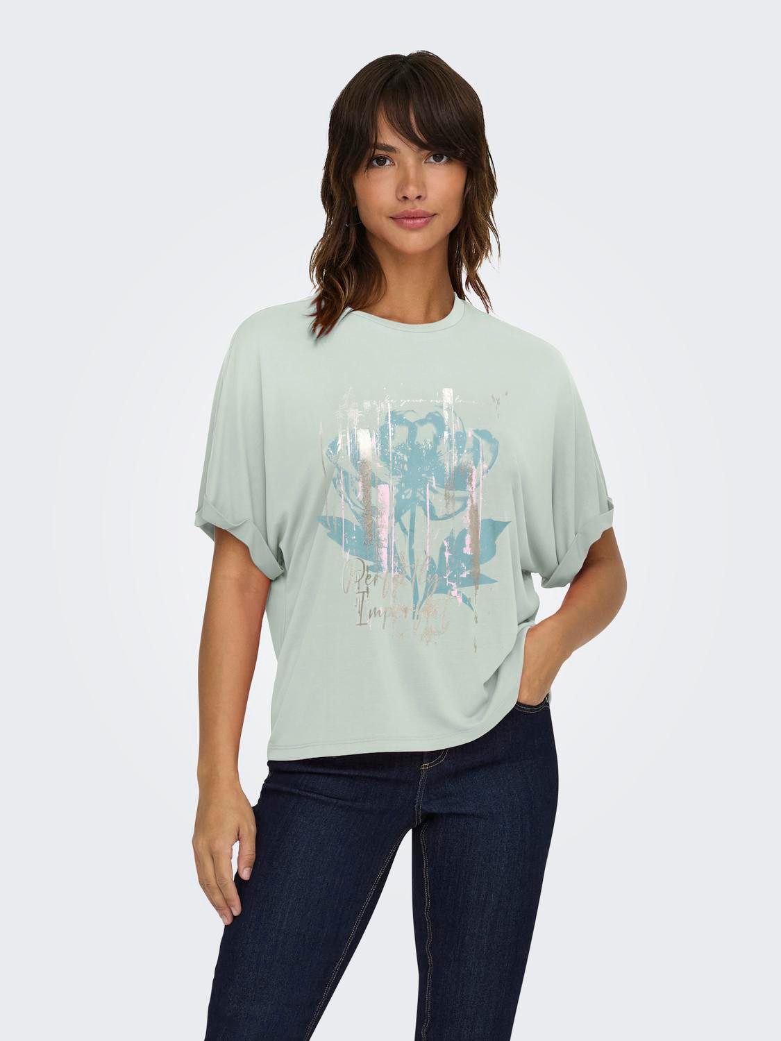 ONLY T-Shirt ONLFREE LIFE S/S FOLD-UP TOP BOX JRS Materialmix, regular fit, günstig online kaufen