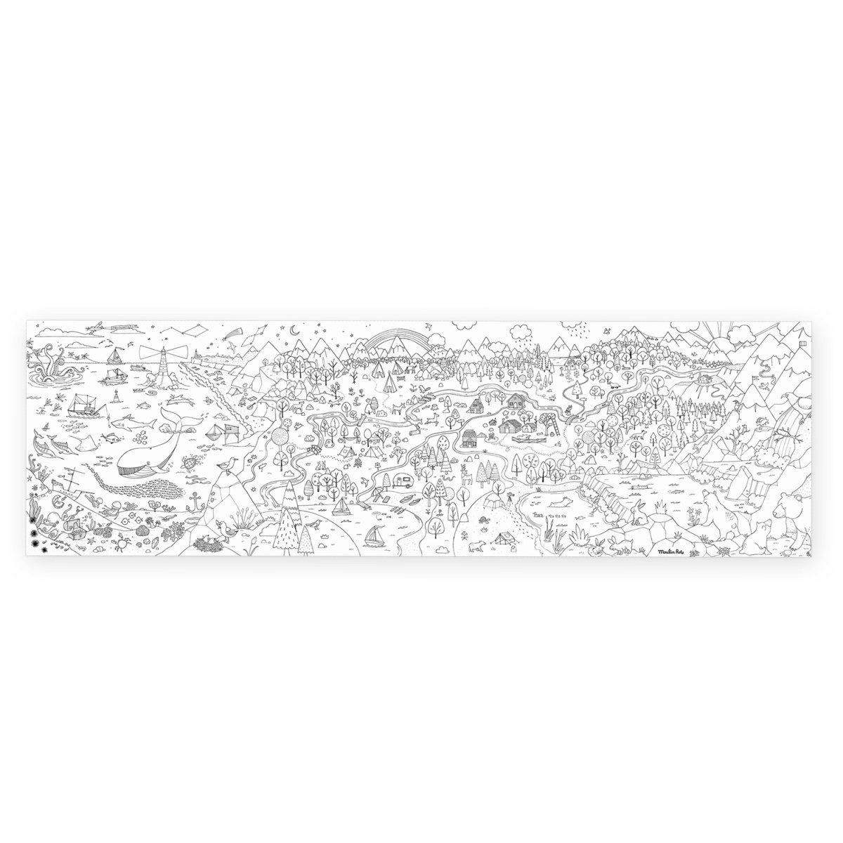 Moulin Roty Malvorlage Riesiges Ausmalposter L'explorateur 150x45cm Ausmalbild