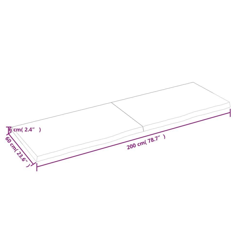 200x60x(2-6)cm furnicato Behandelt Tischplatte Massivholz Hellbraun Eiche