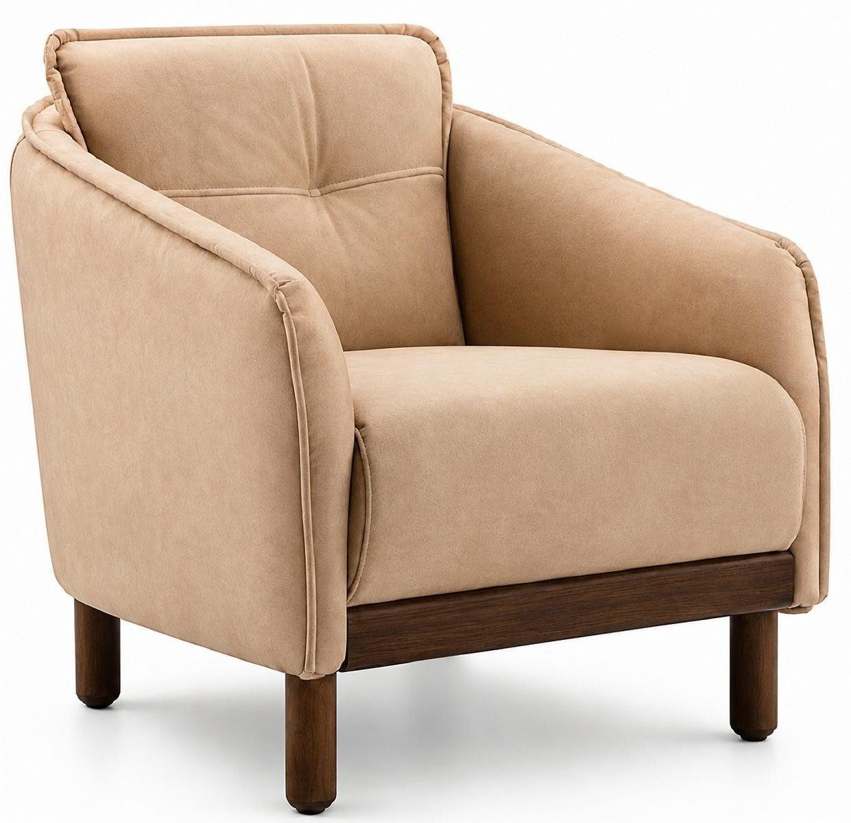 Xlmoebel Relaxsessel Sessel Beige Modern Stoff Holz Polstersessel Lounge Design (1-St., 1-tlg)