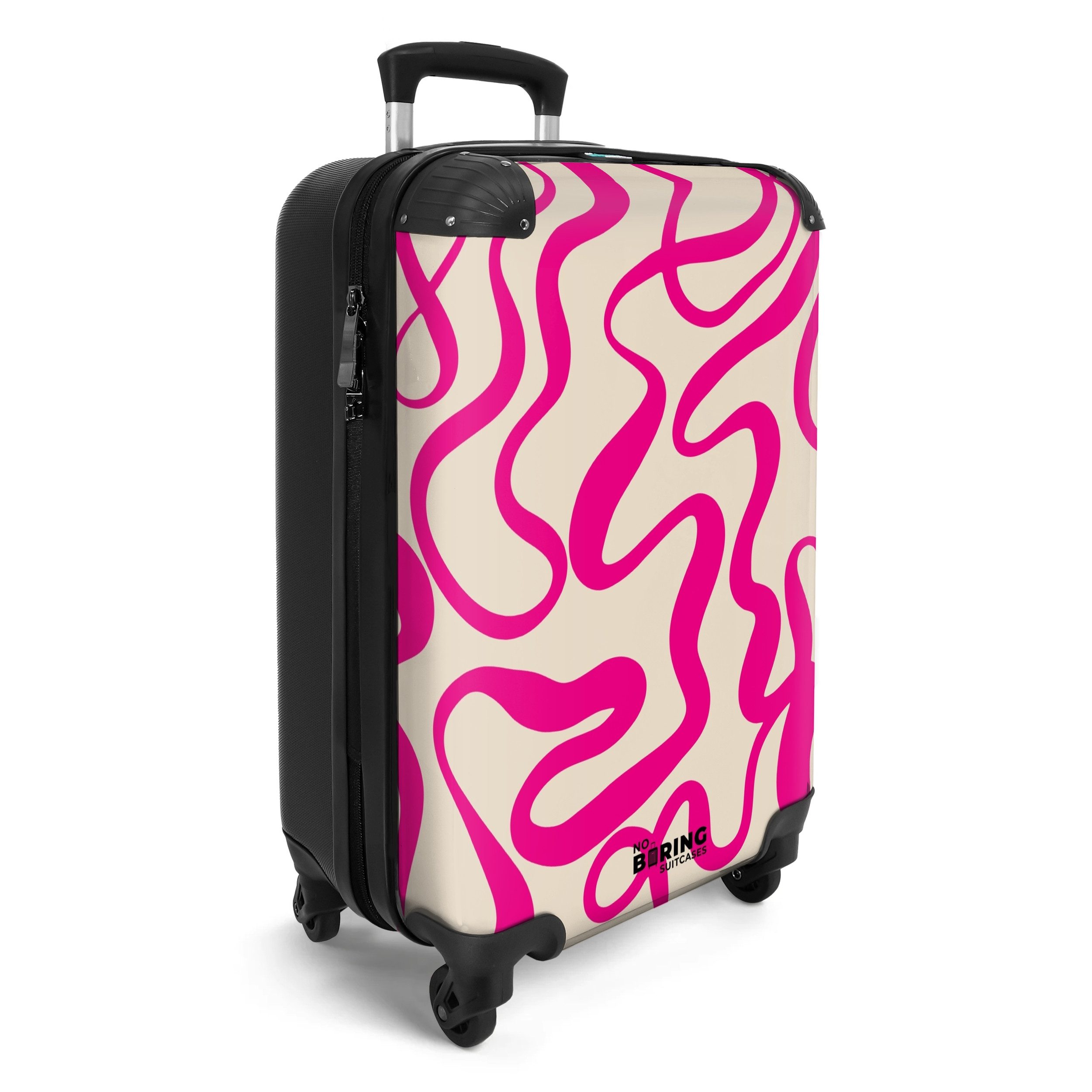 NoBoringSuitcases.com© Hartschalen-Trolley Beige mit rosa abstrakten günstig online kaufen
