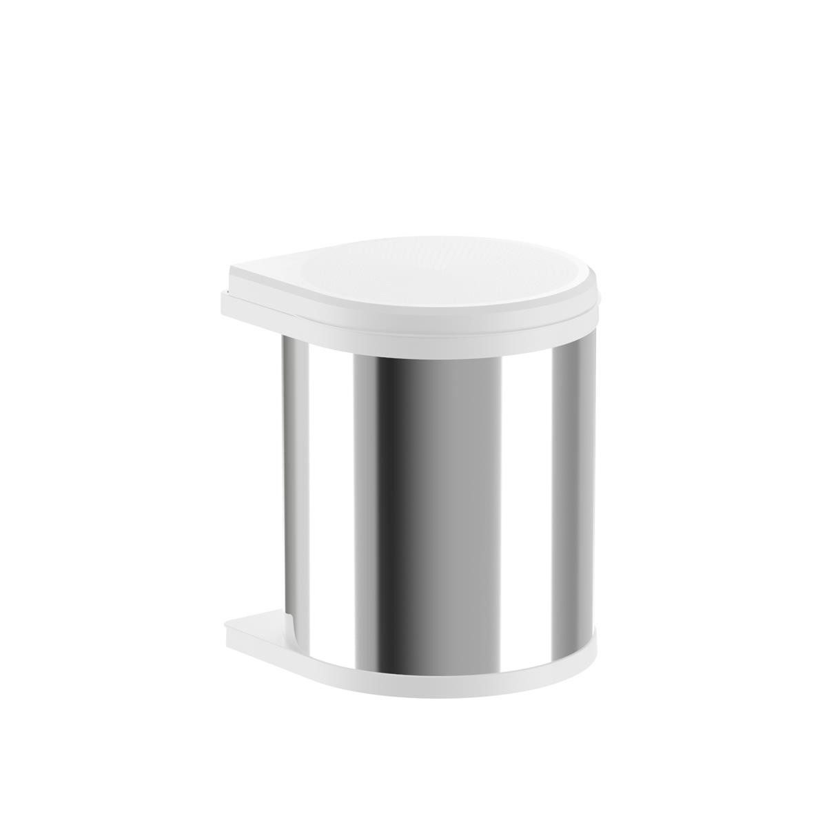 Hailo Einbaumülleimer Hailo Abfallsammler 3515011 MO Swing ws Mono 15 Liter Edelstahl / weiß, für Schrankbreite ab 400 mm mit Drehtür