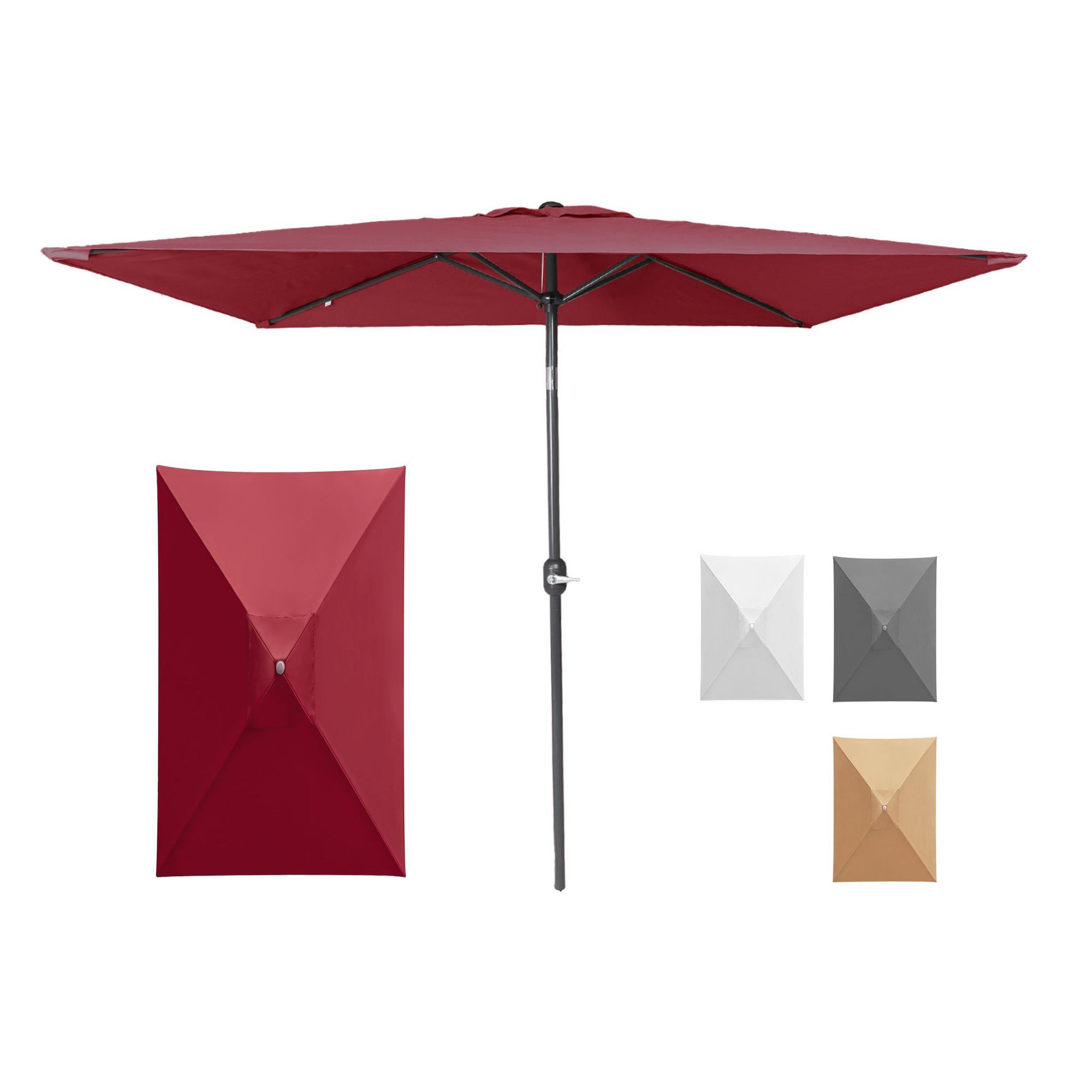 paramondo Sonnenschirm parajuna kleiner Sonnenschirm, 2,3 x 1,3 m, rechteckig, bordeaux, LxB: 230x130 cm, Klein, eckig, knickbar: ideal für Balkone, Stahl/Polyester