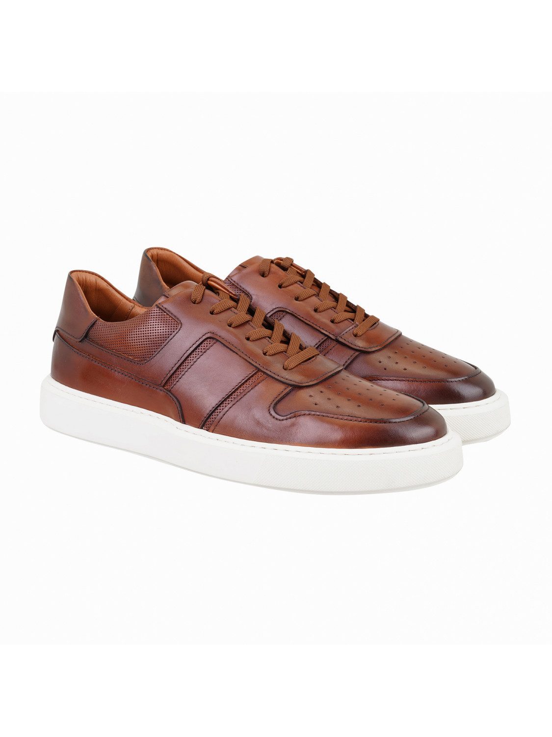 Desa Herren-Freizeitschuhe aus Leder mit Schnürung – Synthetiksohle, flach günstig online kaufen