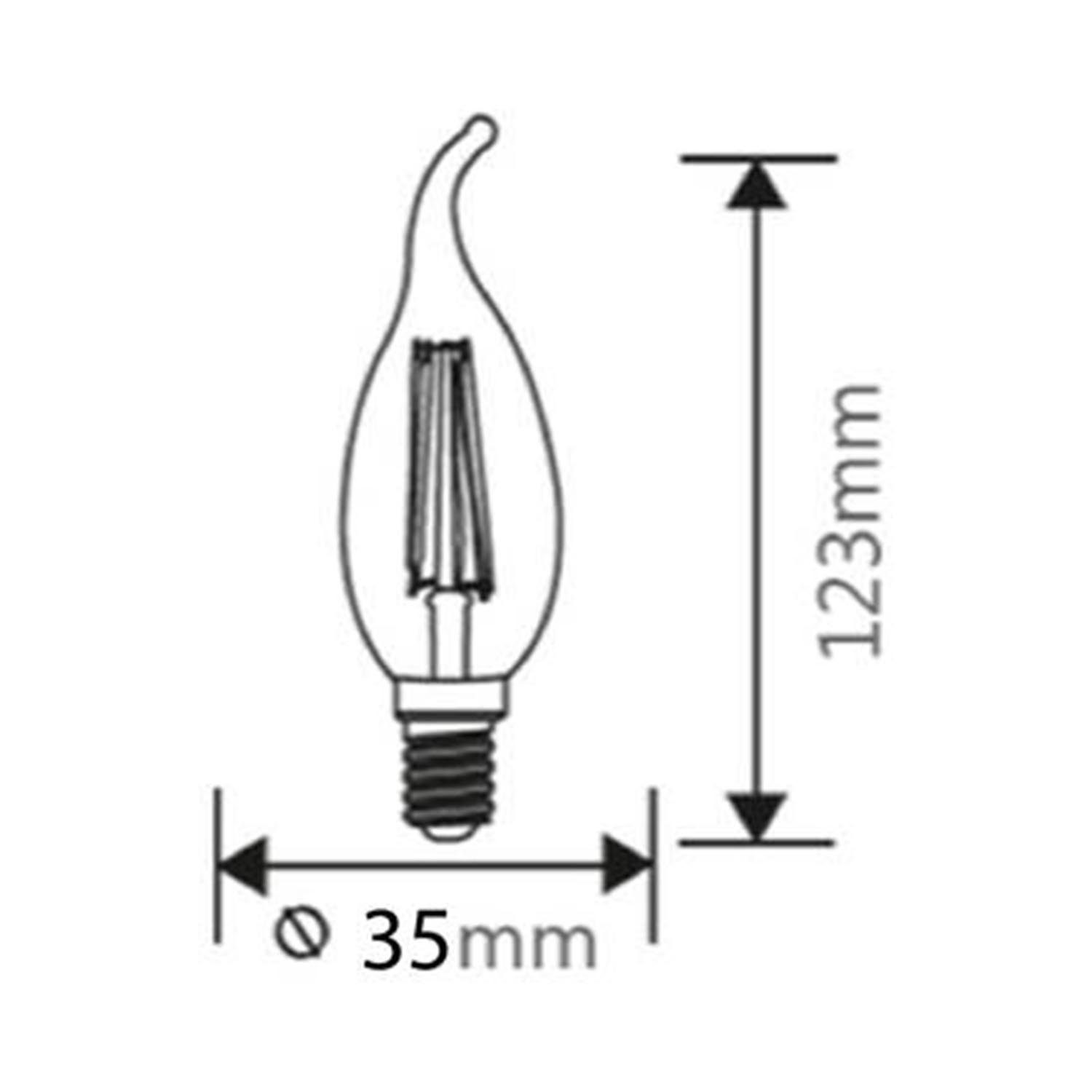 GTV LED-Leuchtmittel E14 LED E14, 4W Birne LED Kerzenform Flamme Kerzenform 4W, Filament Filament 400 E14 Lumen C35T Kaltweiß, Leuchtmittel St., 1 Leuchtmittel