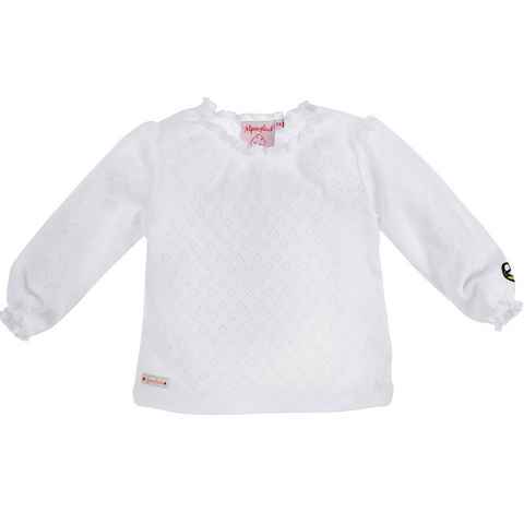 BONDI Unterziehshirt Mädchen Baby Langarm Shirt mit Herz Lochstickerei 86358 - Weiß - Ajourmuster Ajourmuster