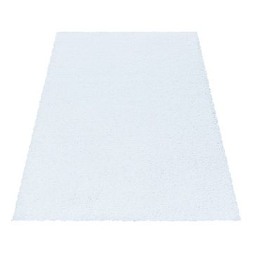Teppich Unicolor - Einfarbig, Teppium, Rechteckig, Höhe: 30 mm, Teppich Wohnzimmer Shaggy Einfarbig Weiß Modern Flauschig Weiche