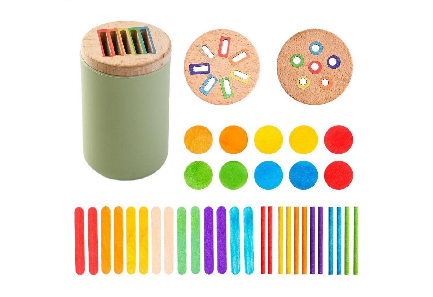Lzbargon Lernspielzeug 3-in-1 Montessori Spielzeug,Holz Sortier & Stapelspielzeug, sensorisches Spielzeug zum Zählen von Farben, Lernaktivitäten