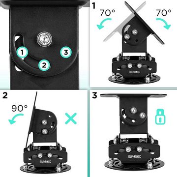 Duronic Beamer-Deckenhalterung, (PB03XB Beamerhalterung, Projektor Deckenhalterung, Universal Beamer Wandhalterung, Halterung für Video-Projektor, drehbar und schwenkbar, Heimkino, Bis 13,6 kg, 360° Rotation, Schwarz)