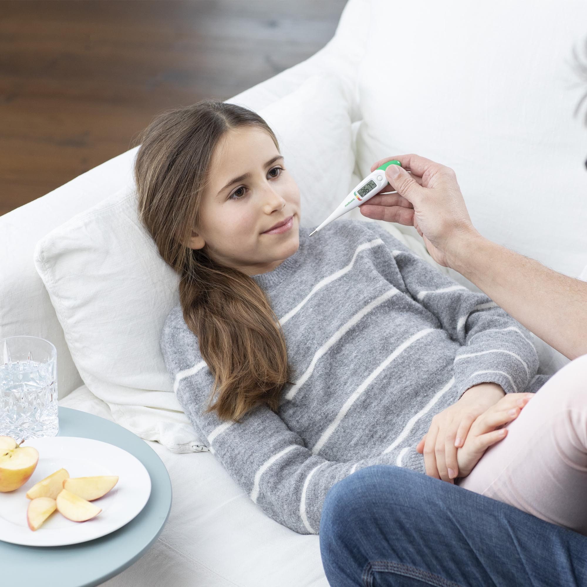 medisana Fieberthermometer TM 705, orale, axillare, rektale Messung mit flexibler Spitze, Ampelfarbskala