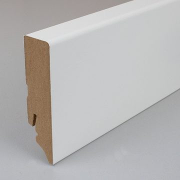 PROVISTON Sockelleiste MDF, 19 x 70 x 2400 mm, Weiß, Fußleiste, MDF foliert