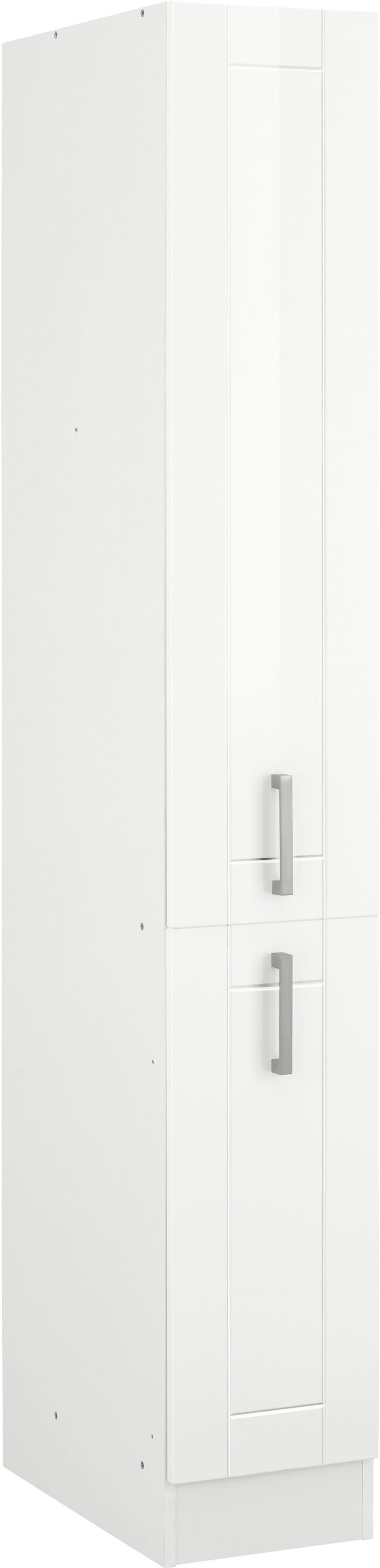 KOCHSTATION Apothekerschrank KS-Tinnum 30 cm breit, 200 cm hoch, Metallgriffe, MDF Fronten, Auszüge