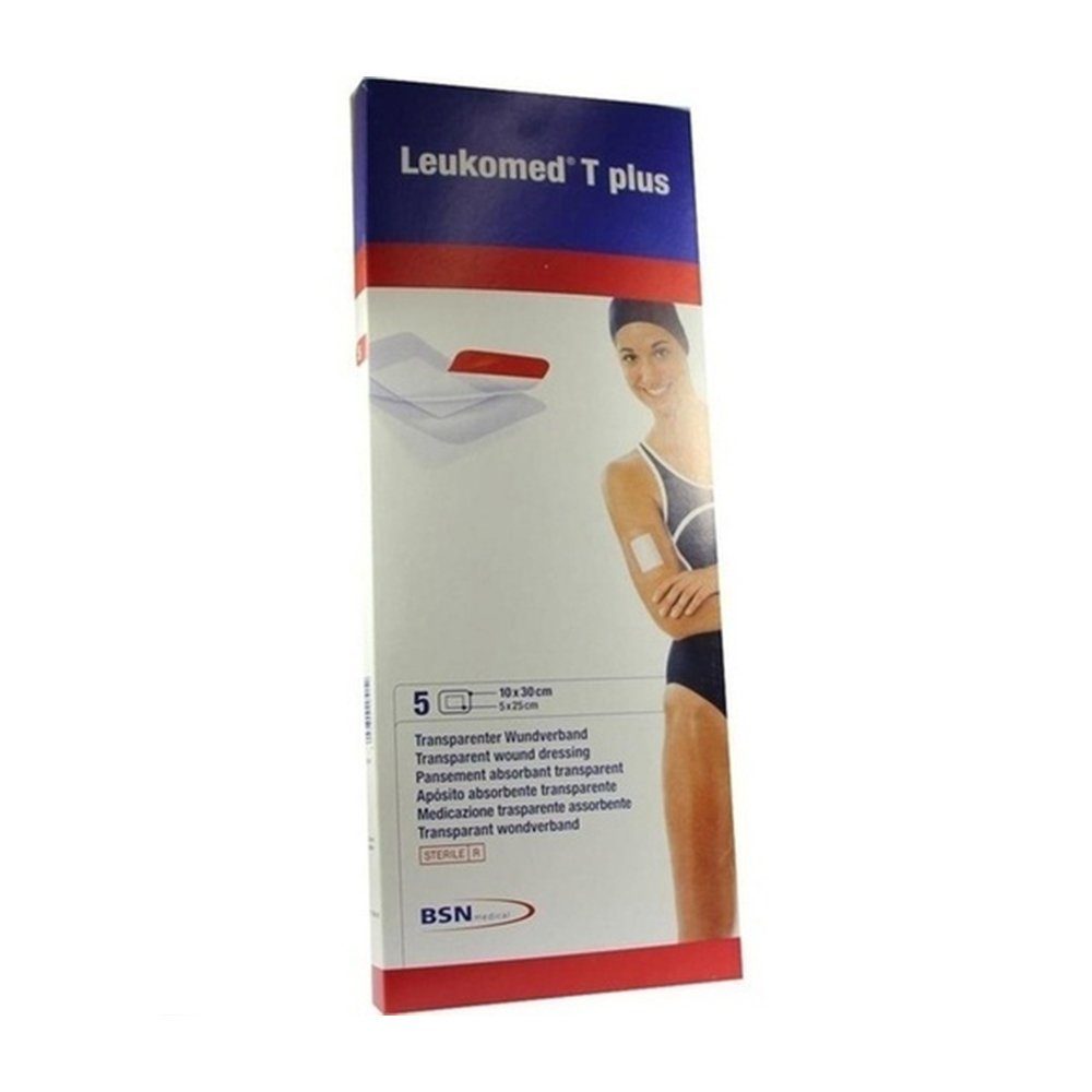 BSN medical GmbH Wundpflaster LEUKOMED transp.plus sterile Pflaster 10x30 cm, 5 Stück (5 St., 5x sterile Pflaster 10x30 cm), Transparenter Wundverband 10x30cm
