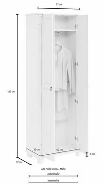 Home affaire Garderobenschrank Florenz», 67 cm breit, aus massiver Kiefer