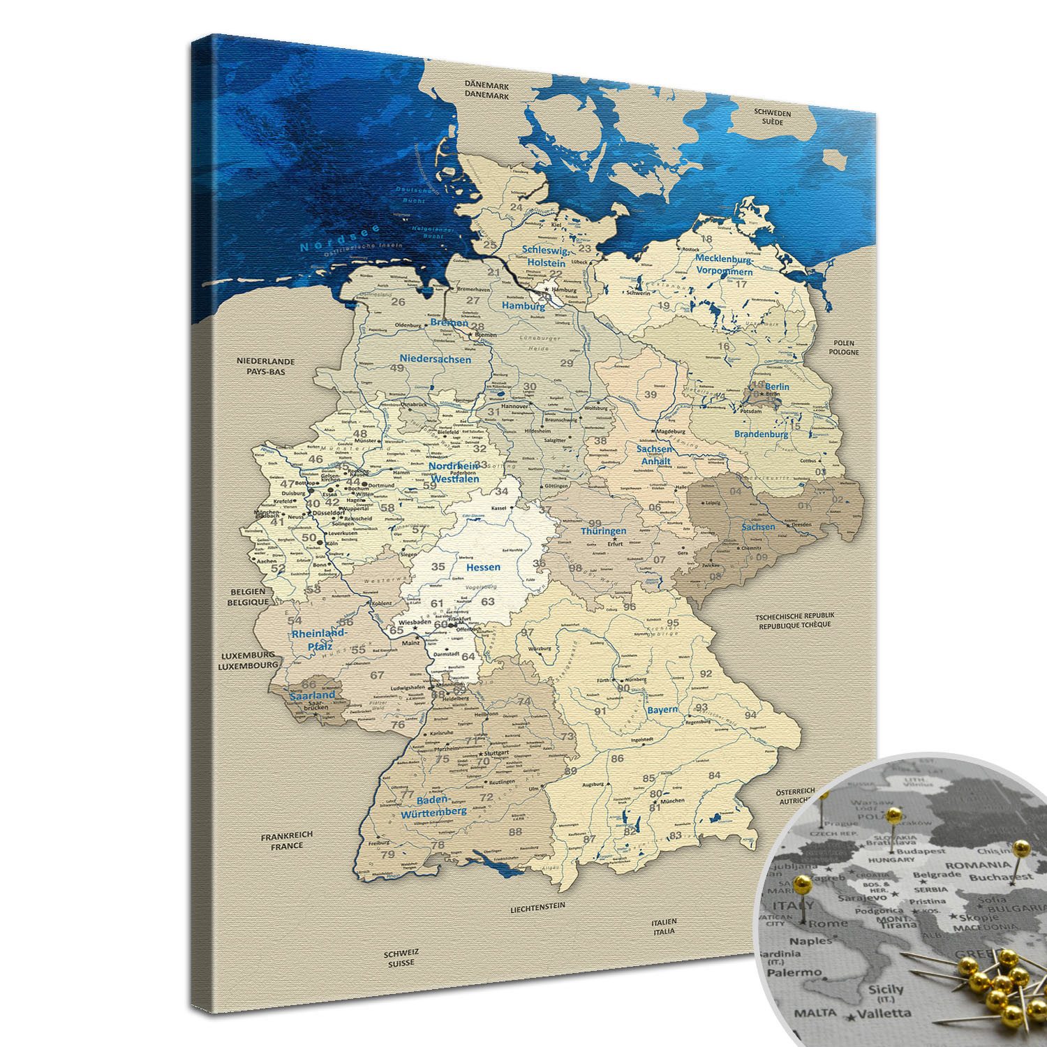 LANA KK Leinwandbild Deutschlandkarte Pinnwand zum günstig online kaufen