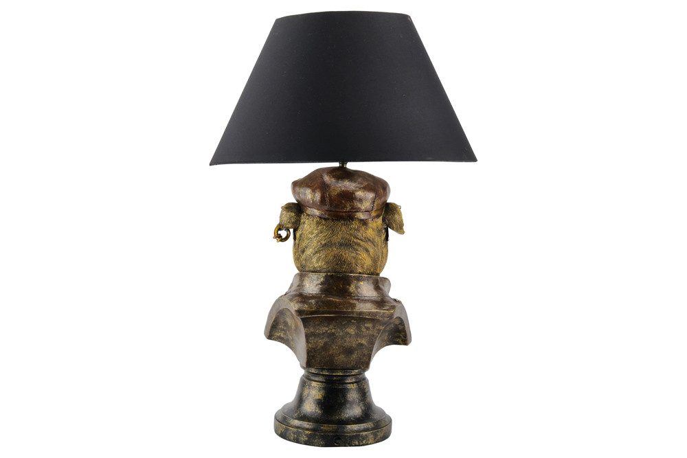 riess-ambiente Tischleuchte BULLDOG 55cm bronze/schwarz - Polyresin, Stoffschirm, Hunde-Skulptur, Ein-/Ausschalter, ohne Leuchtmittel, Extravagante Tierlampe -  – Bild 5 von 5