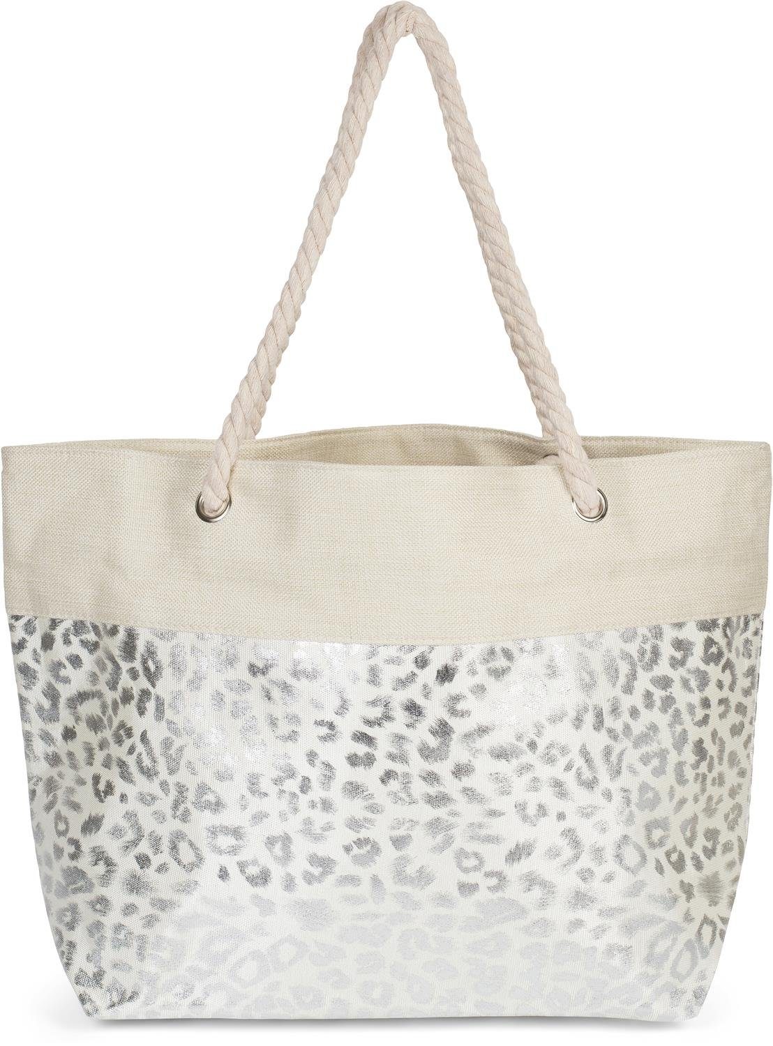 styleBREAKER Strandtasche Strandtasche mit metallic Leoparden günstig online kaufen