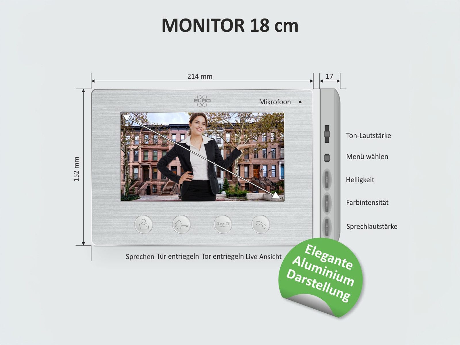 Elro Video-Türsprechanlage (Außenbereich, 6-tlg., mit Full HD Nachtsicht-Türkamera auf Handy, WLAN, Gegensprechanlage)