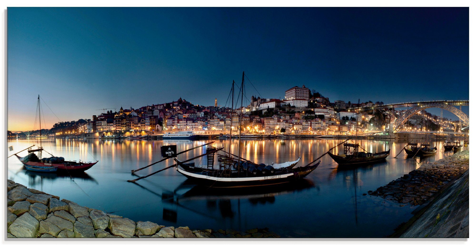 verschiedenen Europa Größen - Glasbild St), Artland (1 Nachtpanorama, Porto in